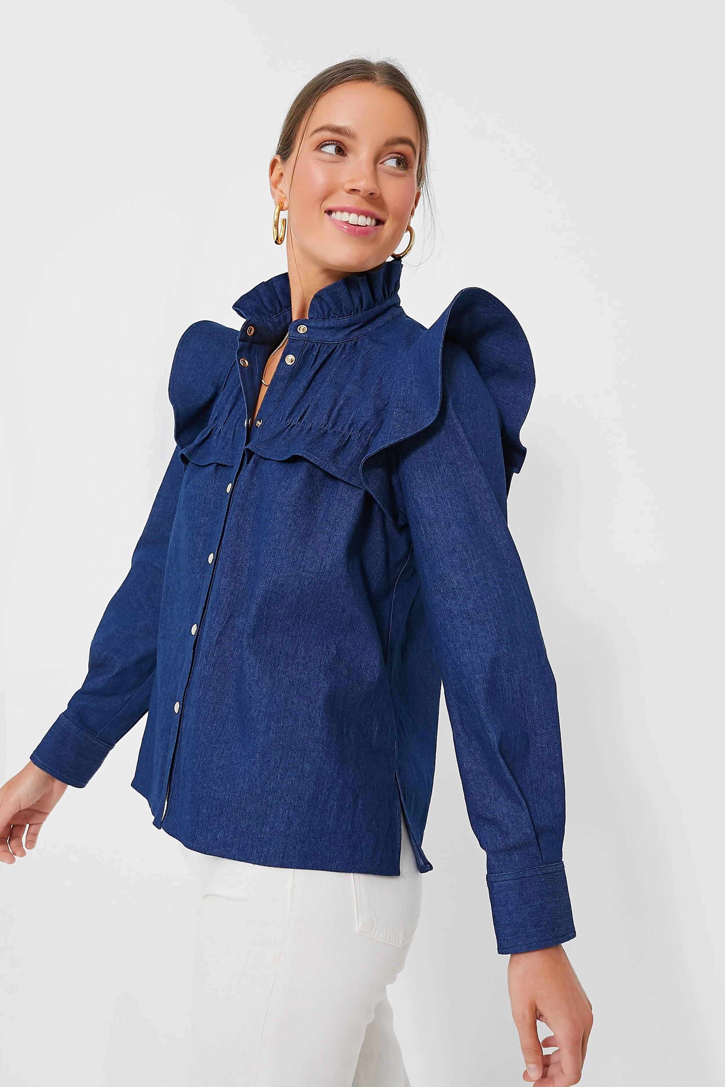 Deep Denim Winnie Blouse sold by Tuckernuck product image thumbnail 4