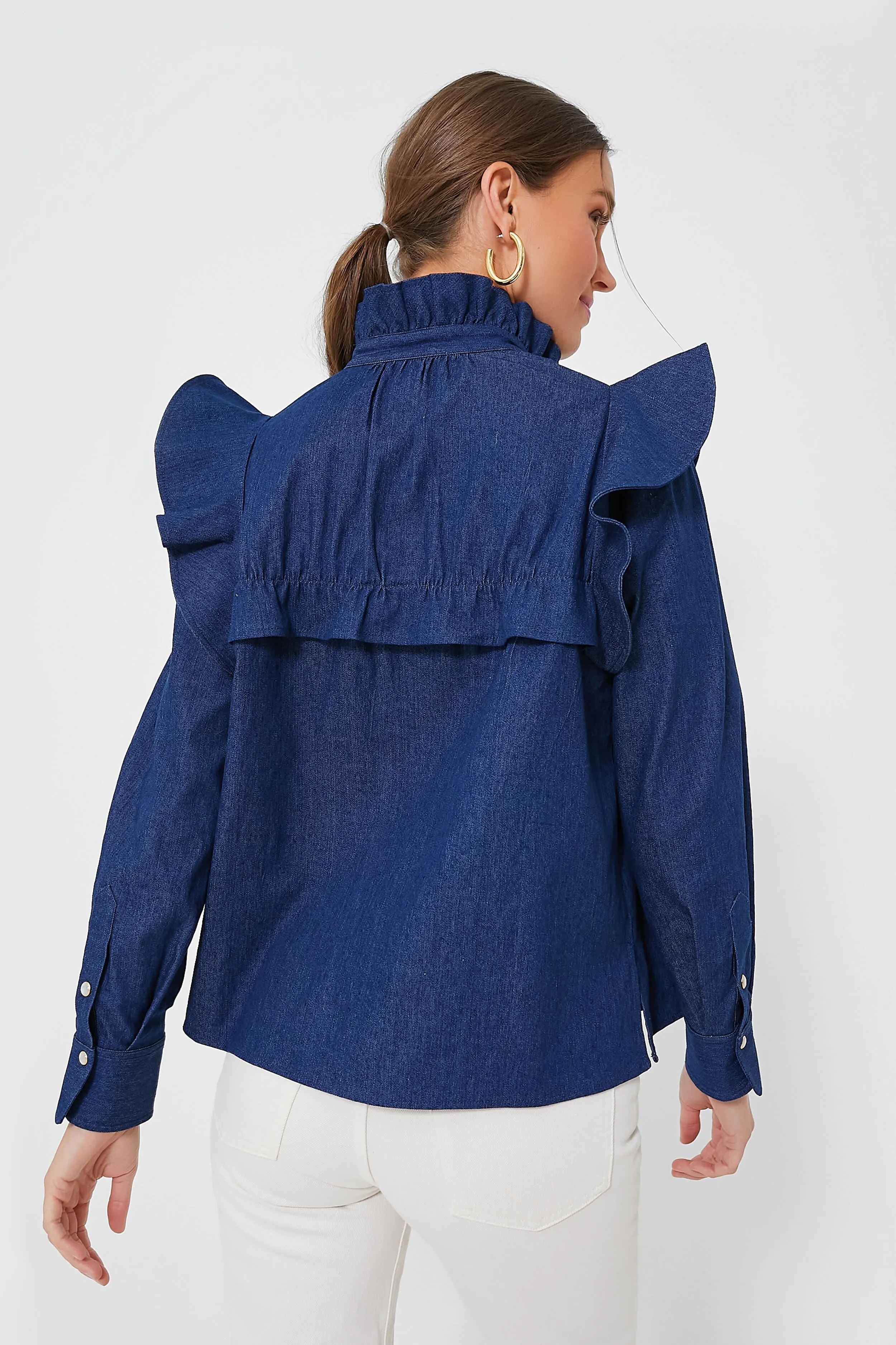 Deep Denim Winnie Blouse sold by Tuckernuck product image thumbnail 5