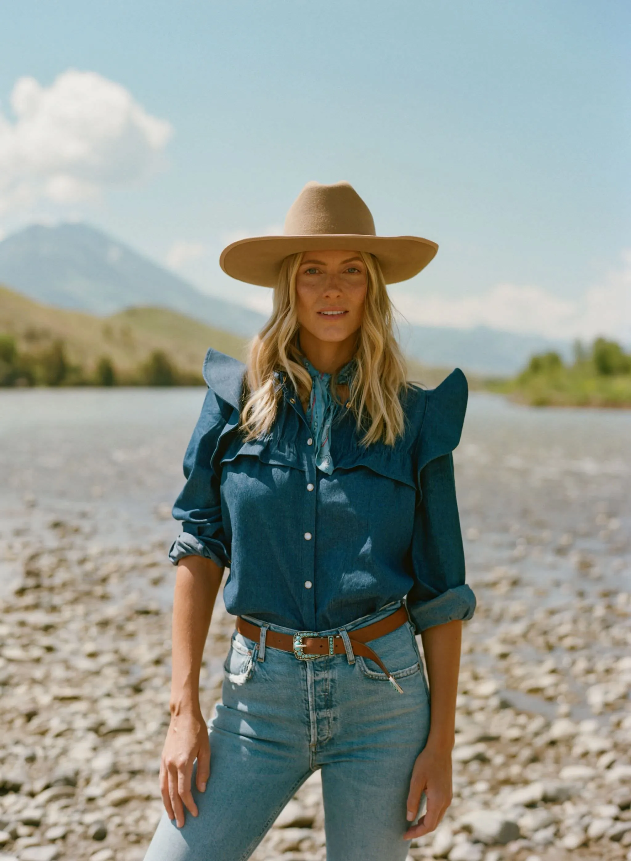 Deep Denim Winnie Blouse sold by Tuckernuck product image thumbnail 2