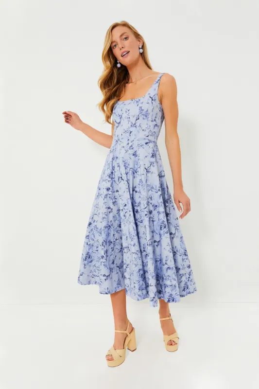 Periwinkle Sketchbook Floral Midi Wells Dress sold by Tuckernuck