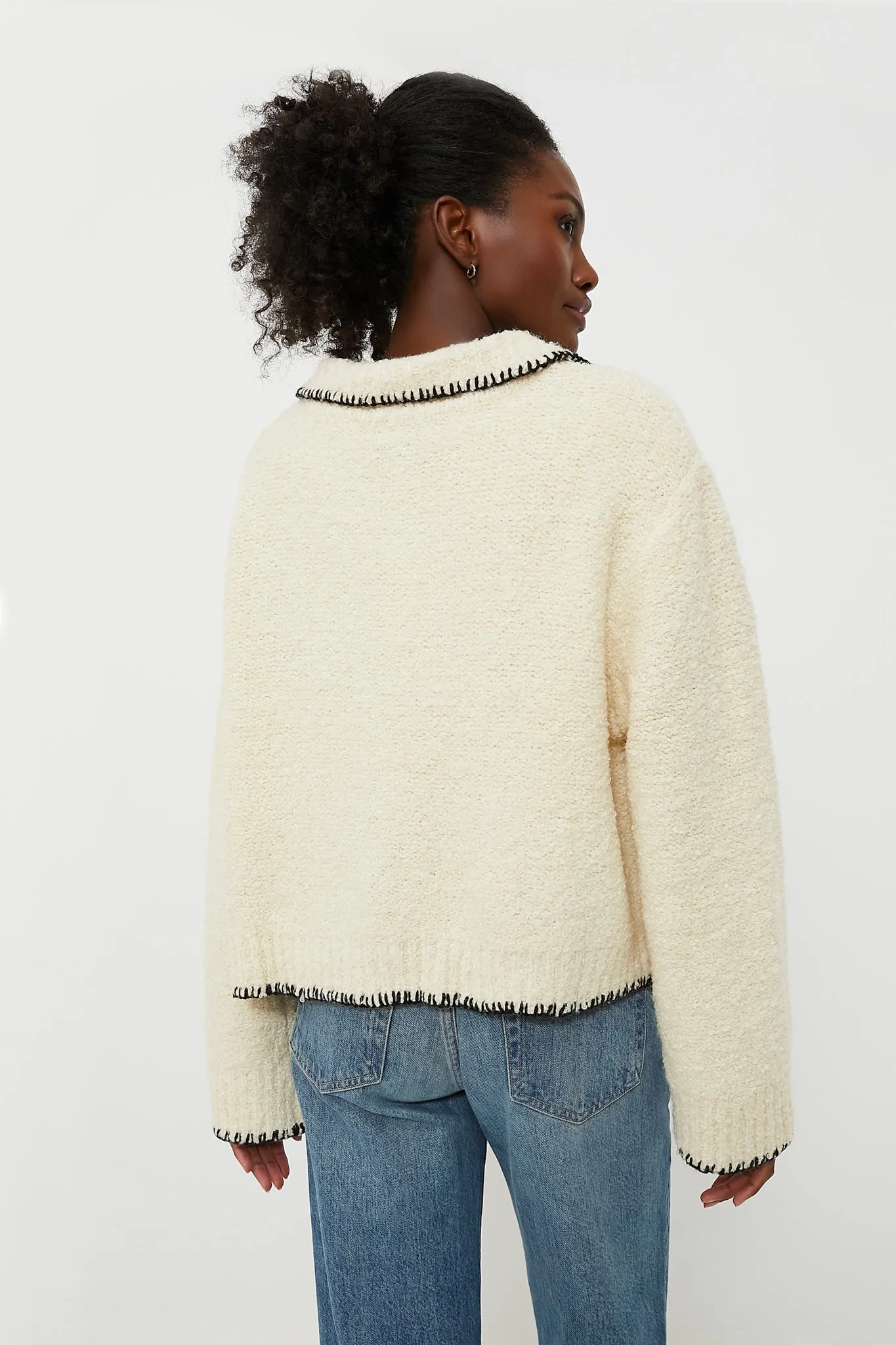 Cream with Black Stitching Cardigan sold by Tuckernuck product image thumbnail 4