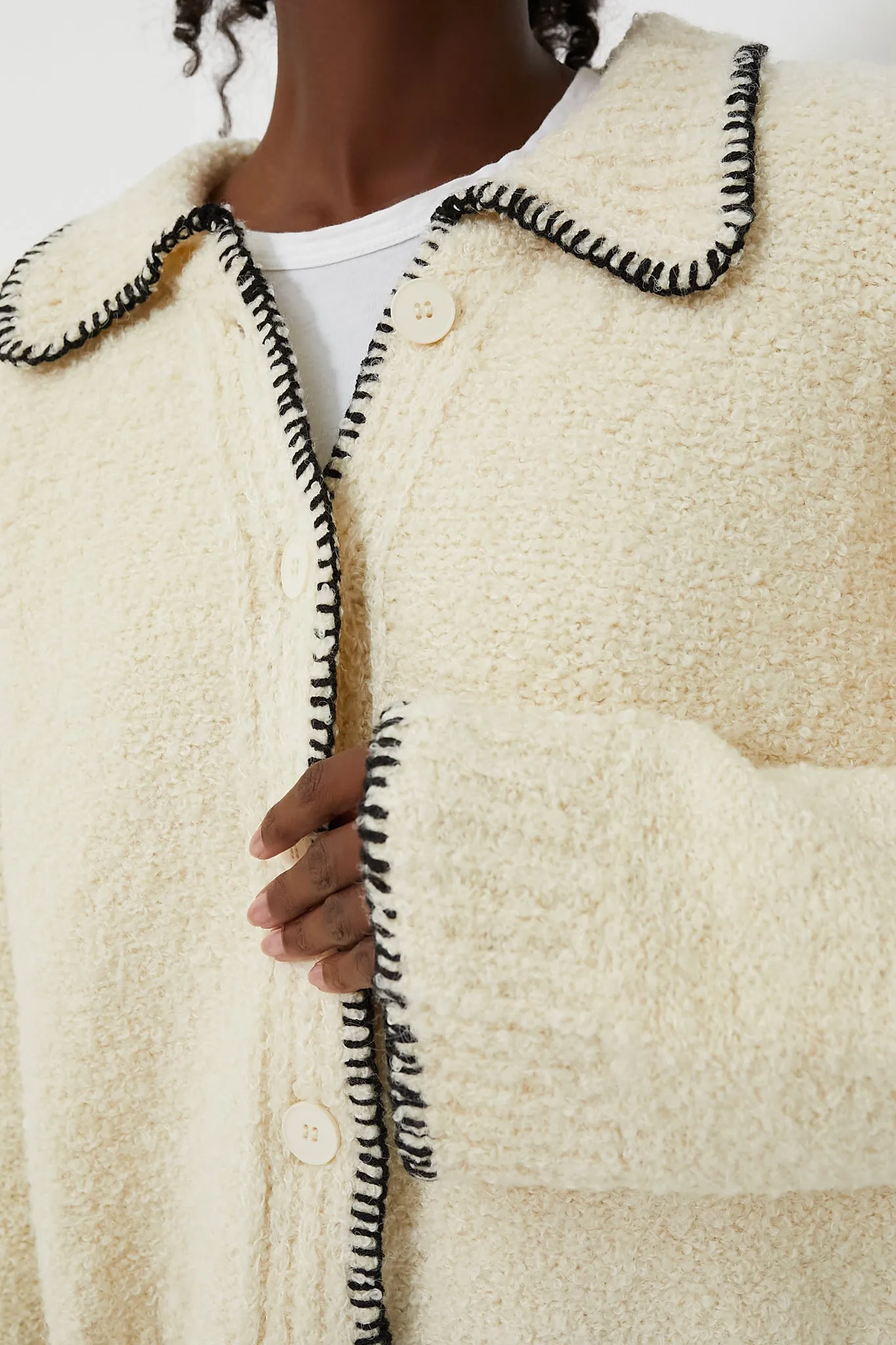 Cream with Black Stitching Cardigan sold by Tuckernuck product image thumbnail 5