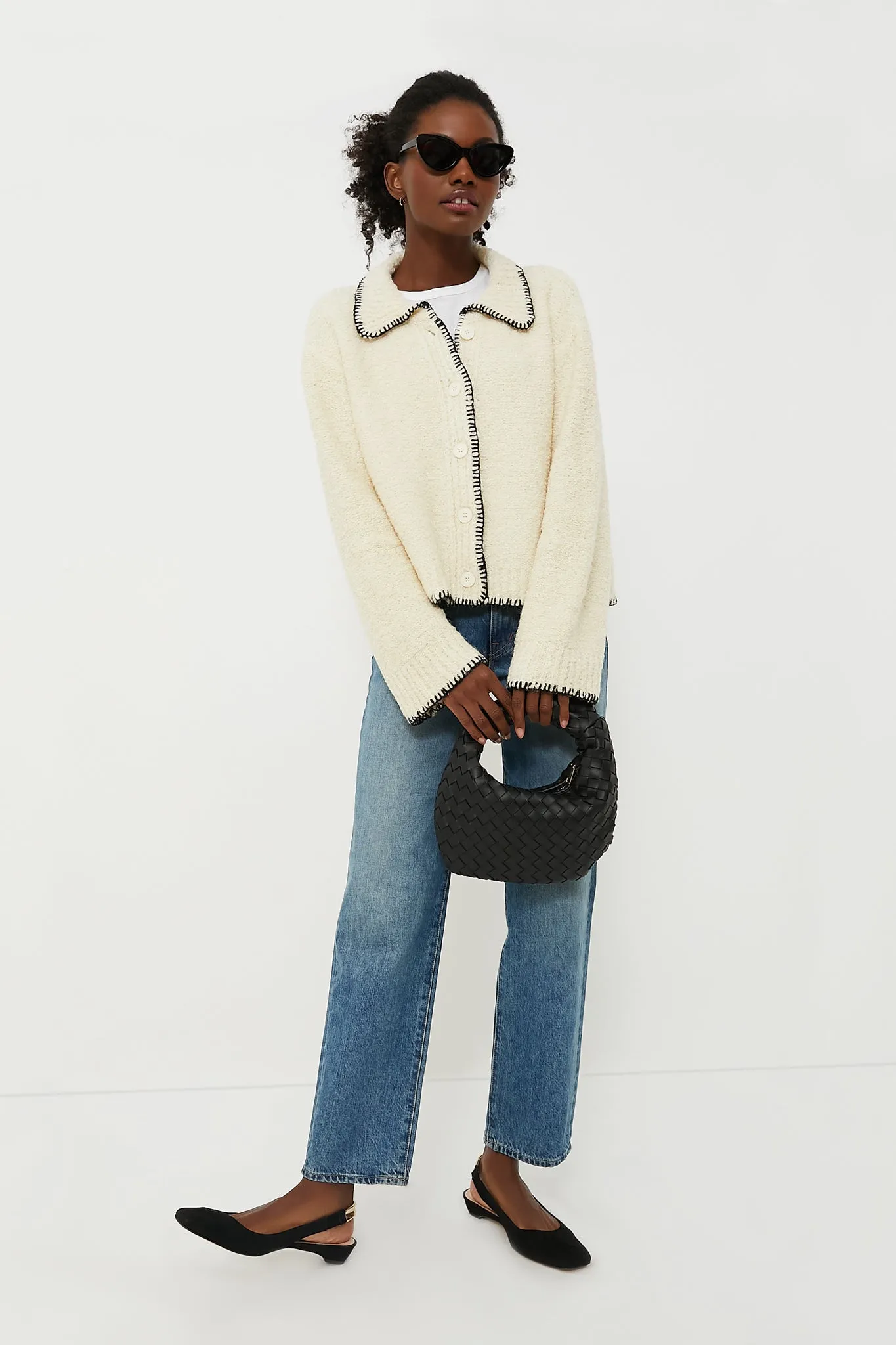 Cream with Black Stitching Cardigan sold by Tuckernuck product image thumbnail 2