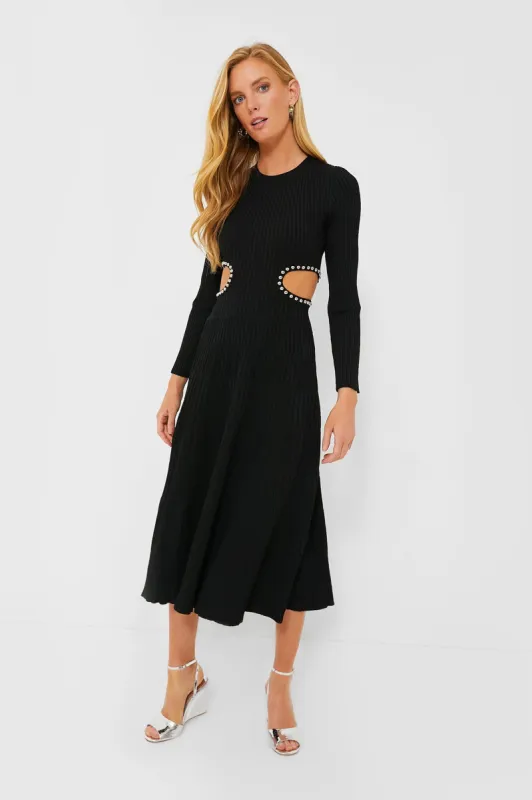 Black Cut Out Midi Dress made by Moon River