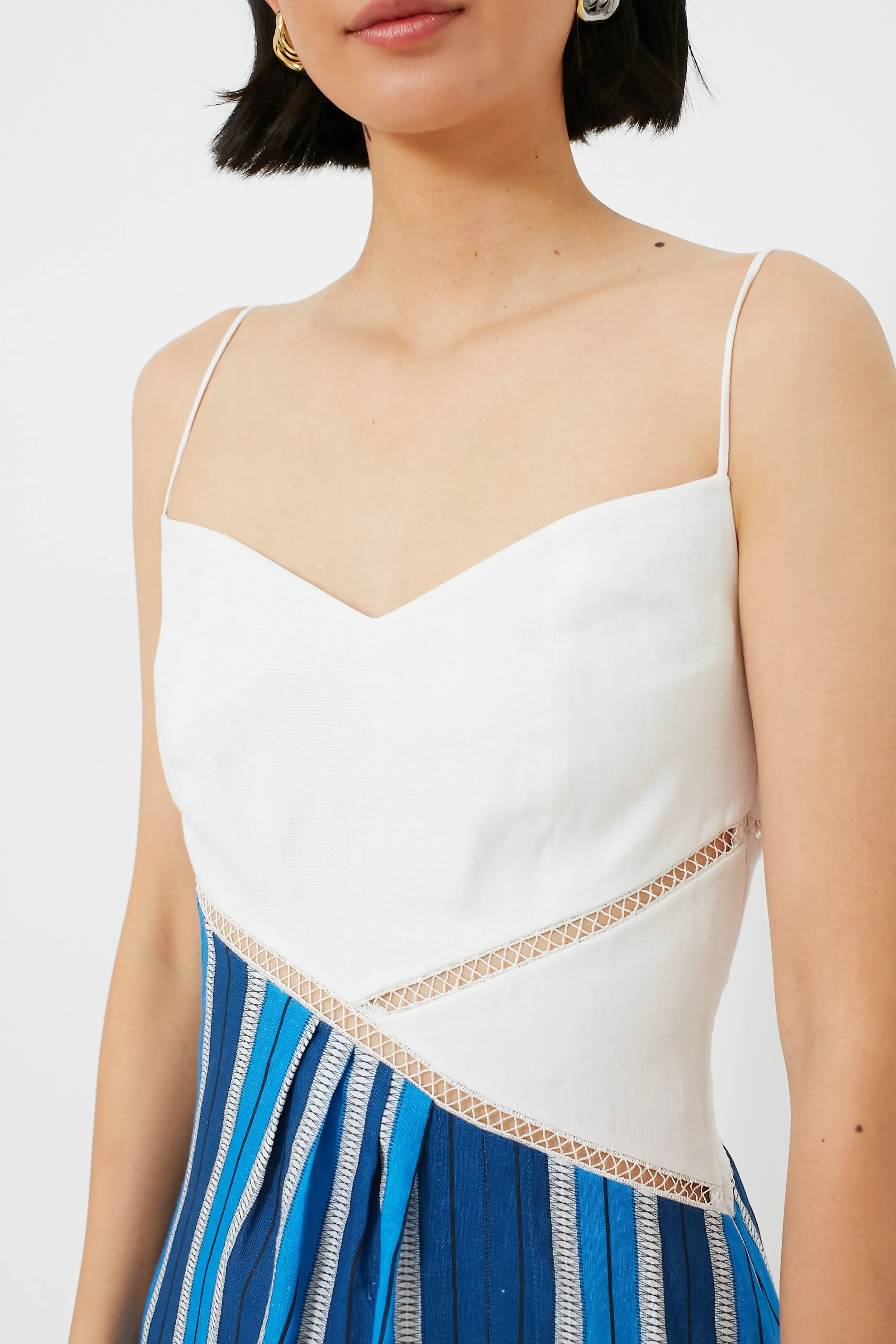 White & Blue Stripe Linen Maxi Dress sold by Tuckernuck product image thumbnail 5