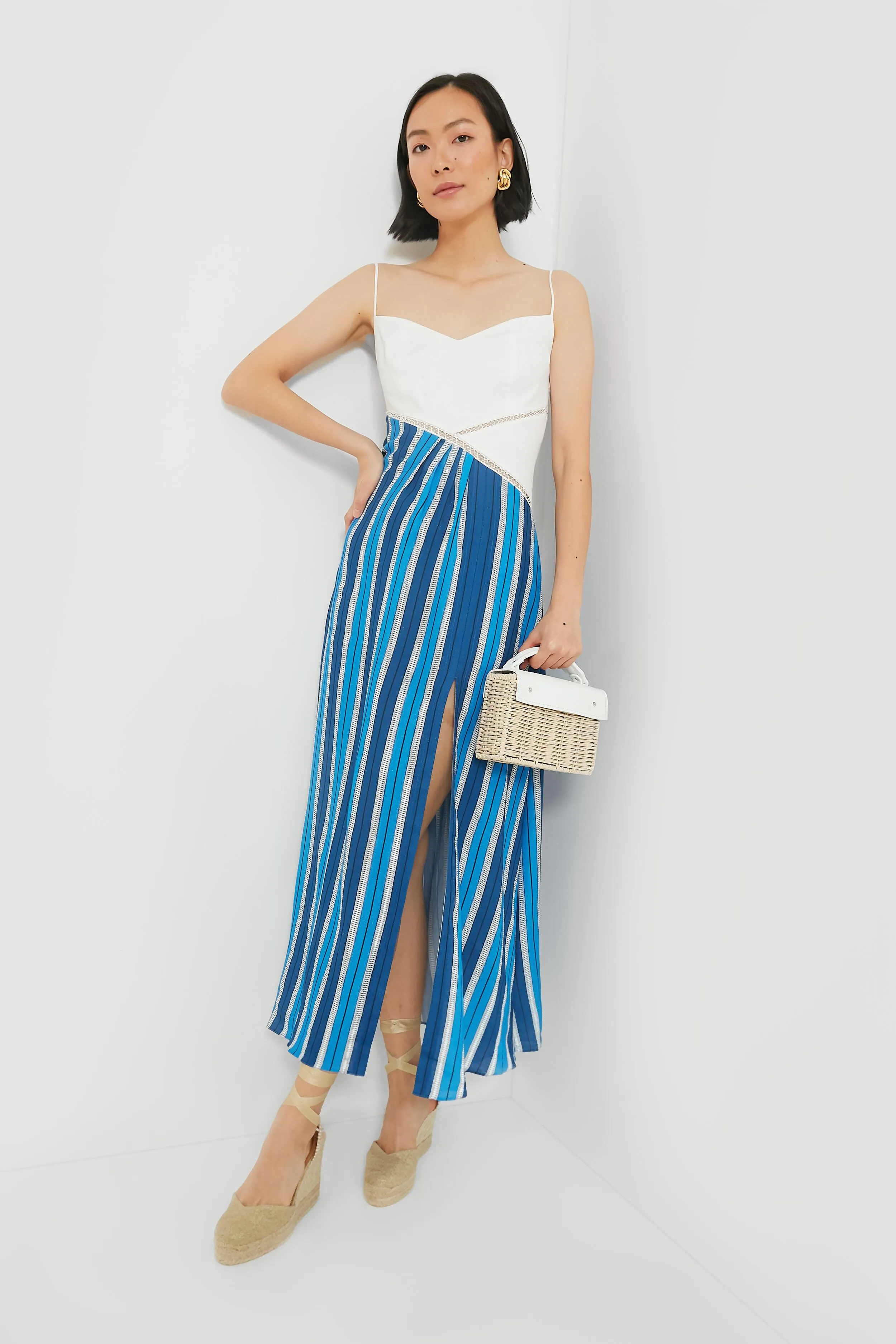 White & Blue Stripe Linen Maxi Dress sold by Tuckernuck product image thumbnail 2
