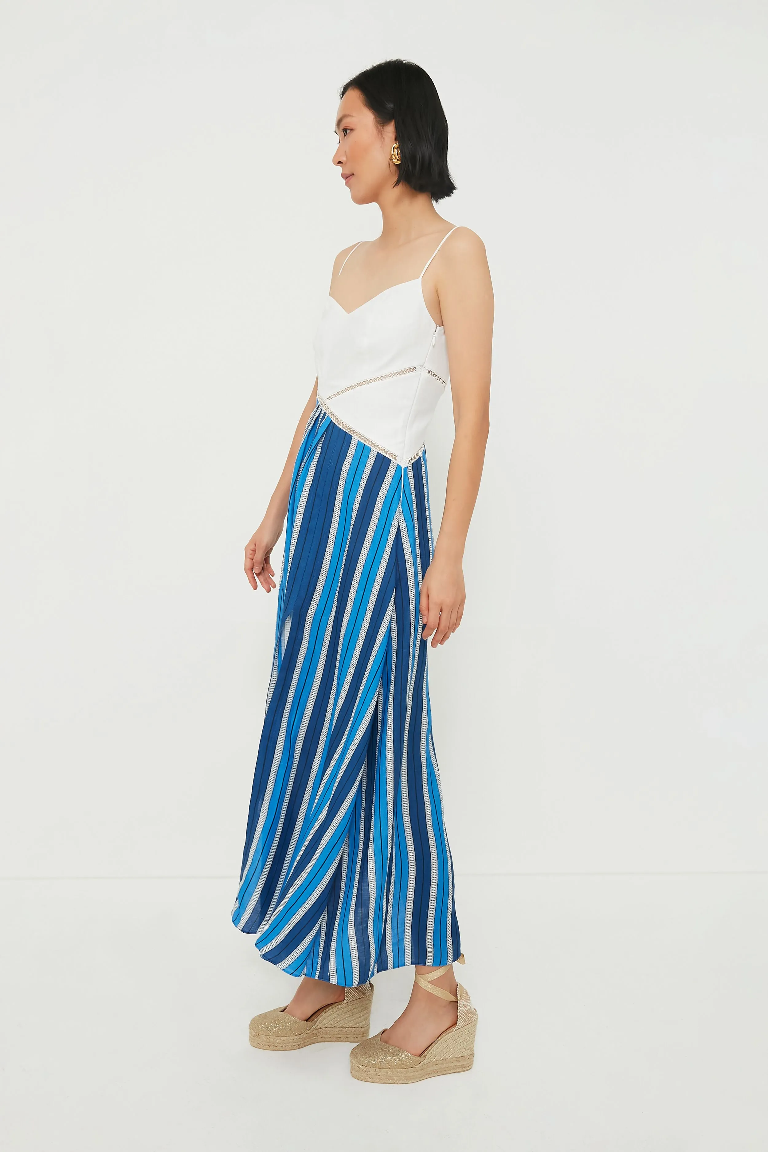 White & Blue Stripe Linen Maxi Dress sold by Tuckernuck product image thumbnail 3
