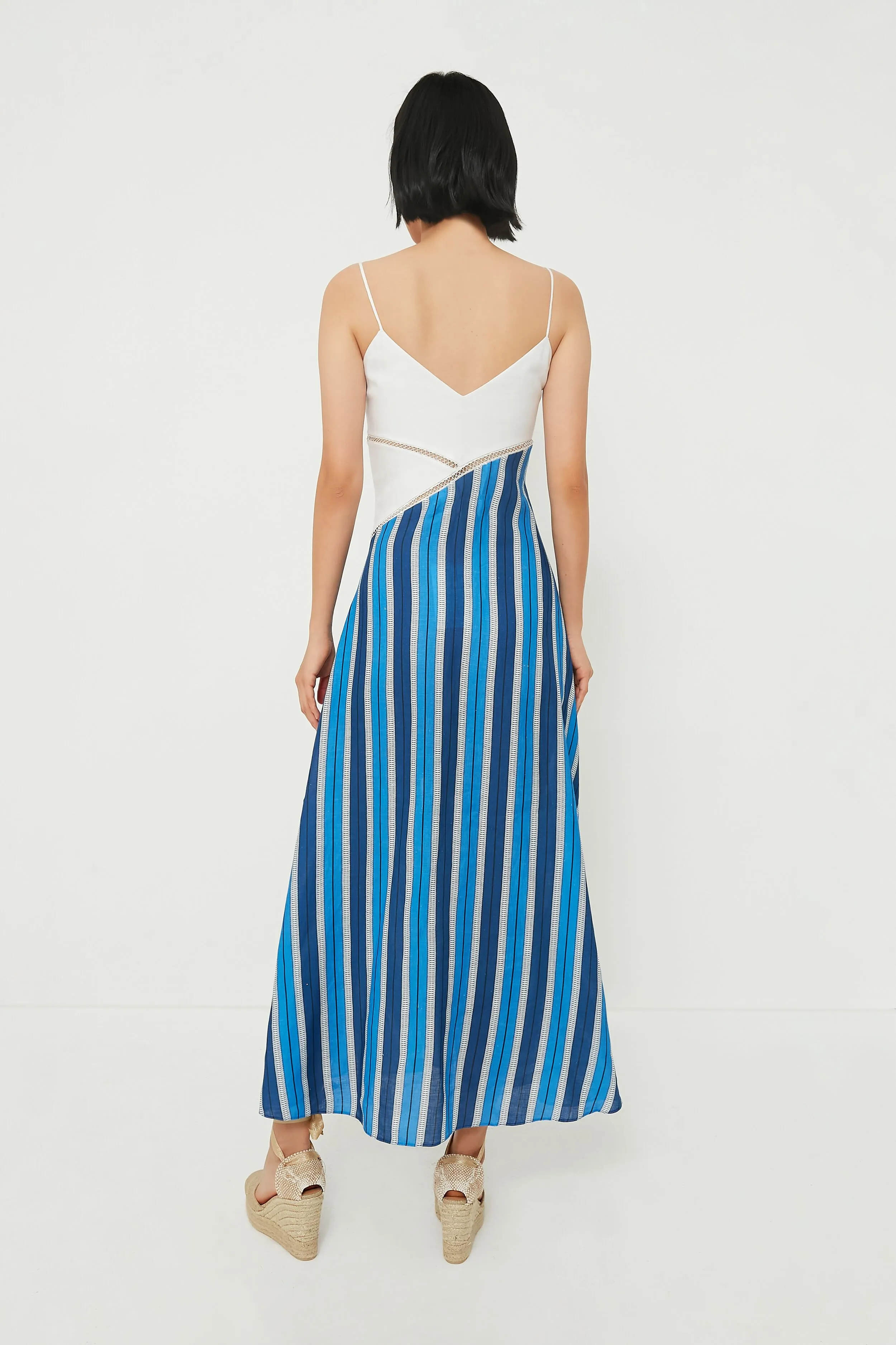 White & Blue Stripe Linen Maxi Dress sold by Tuckernuck product image thumbnail 4