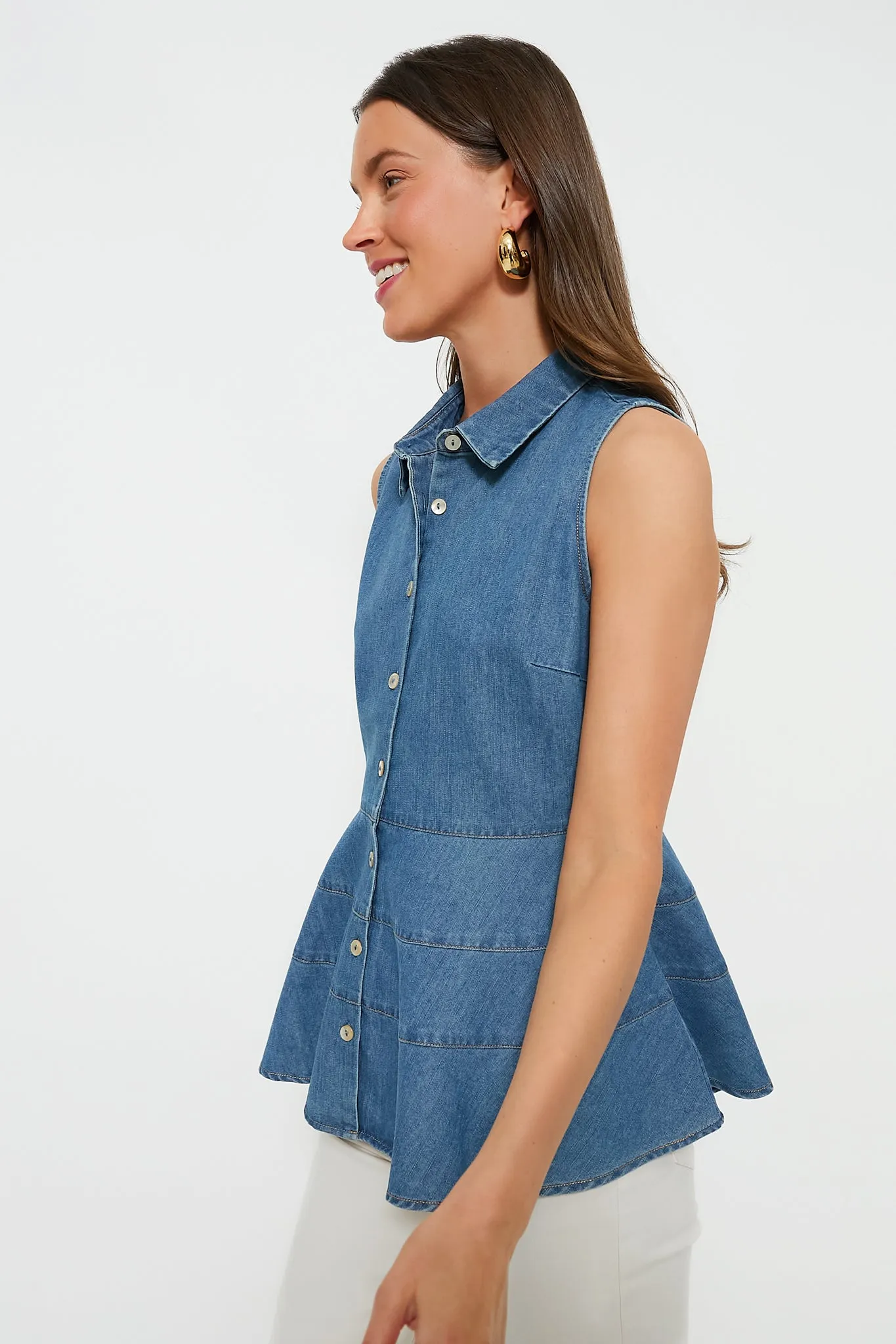 Denim Sleeveless Ashlen Blouse sold by Tuckernuck product image thumbnail 3