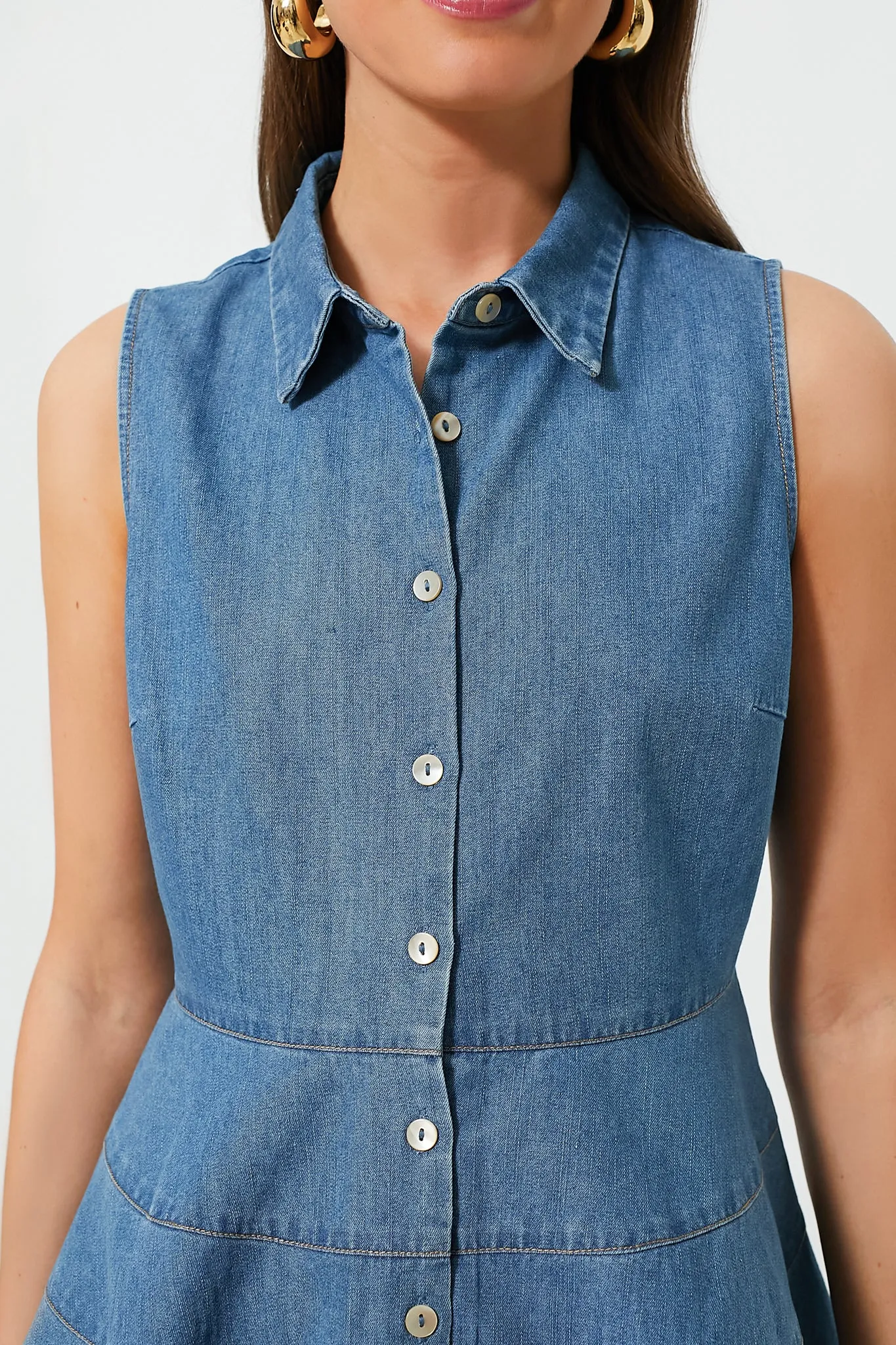Denim Sleeveless Ashlen Blouse sold by Tuckernuck product image thumbnail 5
