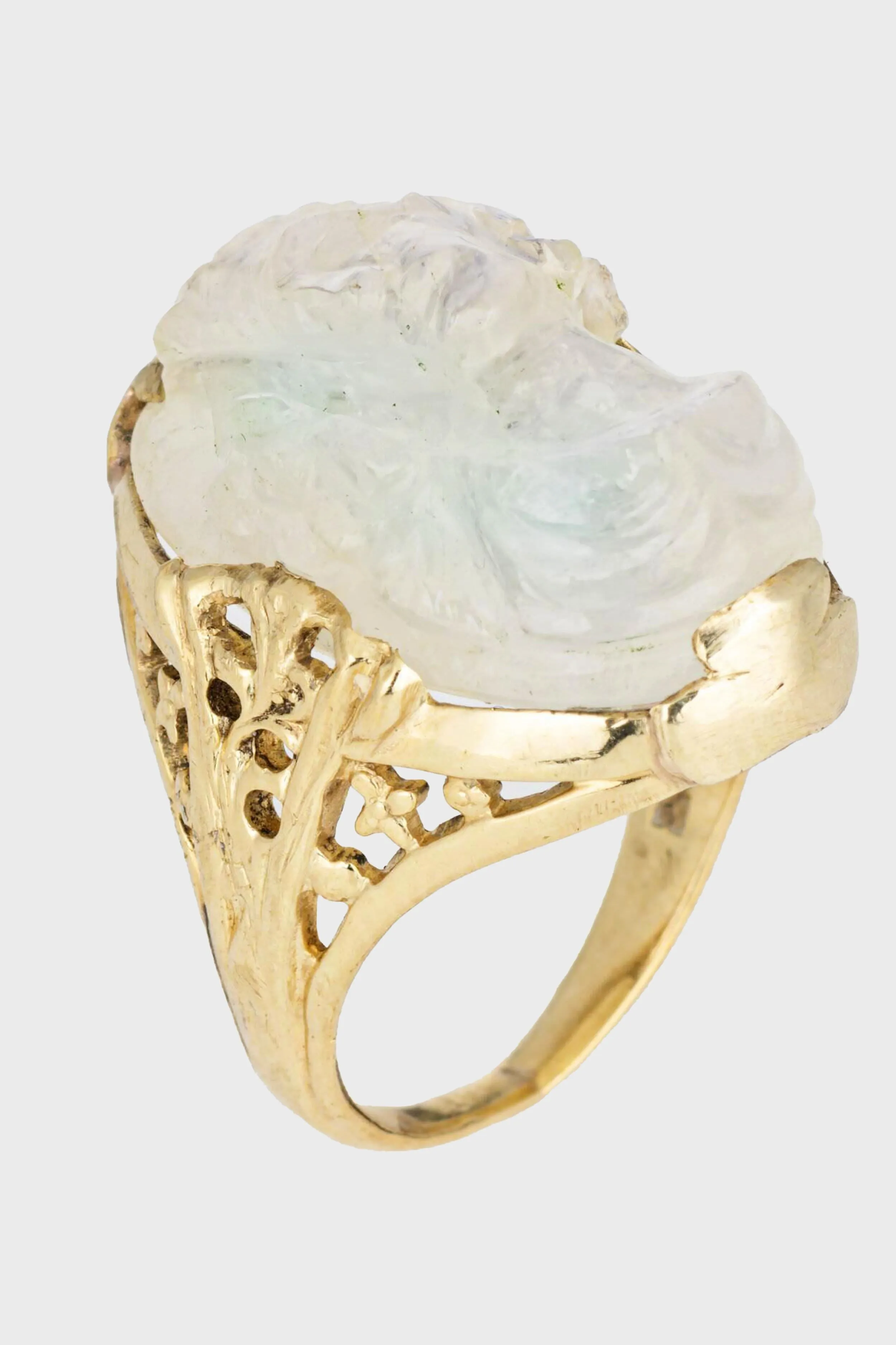 Vintage Art Deco Carved Moonstone 14k Yellow Gold Cameo Ring sold by Tuckernuck product image thumbnail 2