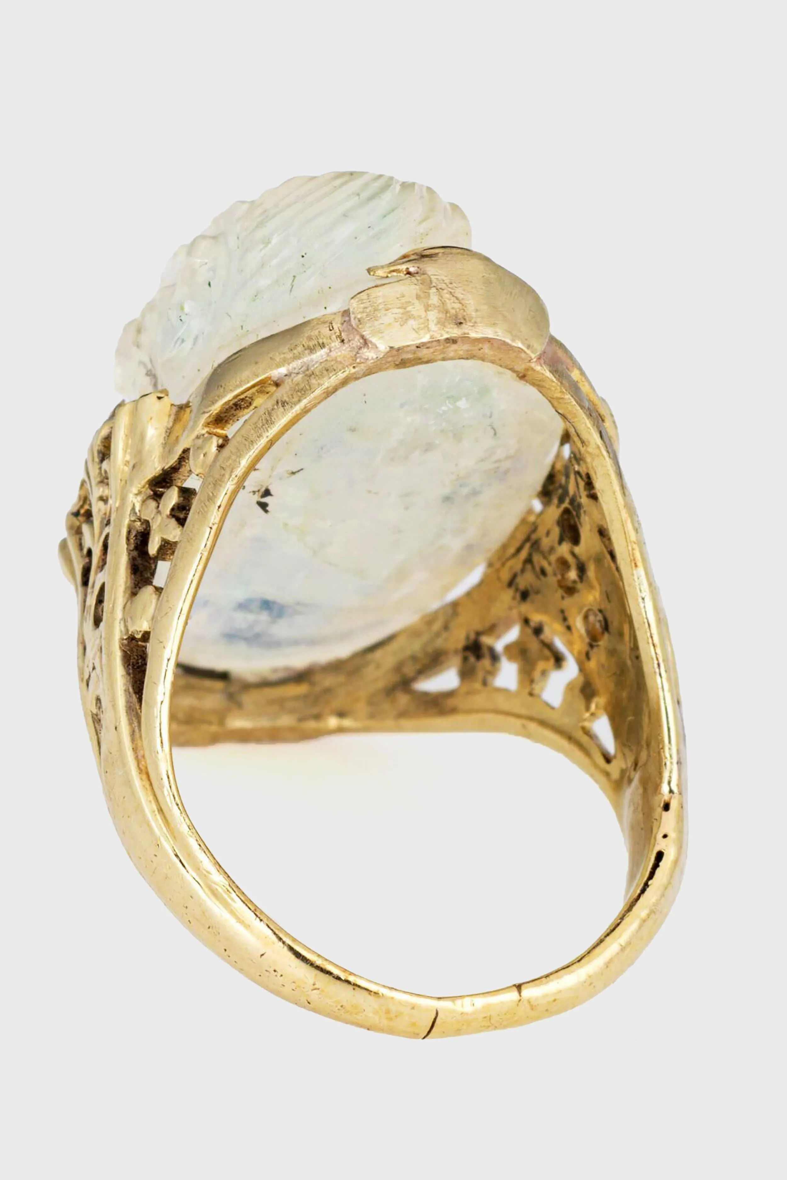 Vintage Art Deco Carved Moonstone 14k Yellow Gold Cameo Ring sold by Tuckernuck product image thumbnail 4