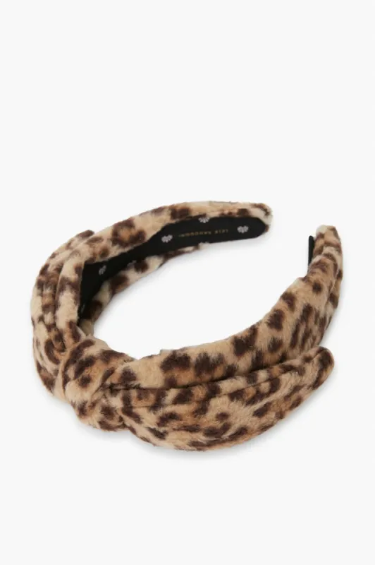 Leopard Fleece Veronica Bow Headband sold by Tuckernuck