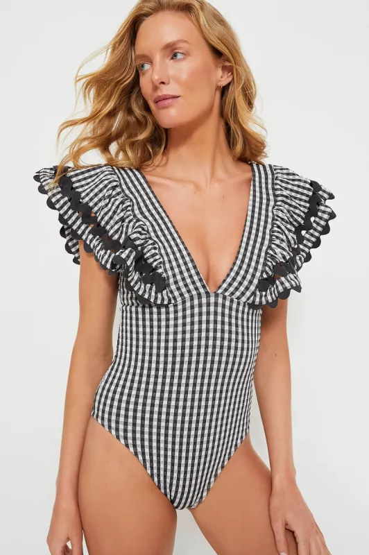 Pucker Gingham Ruffled One Piece sold by Tuckernuck