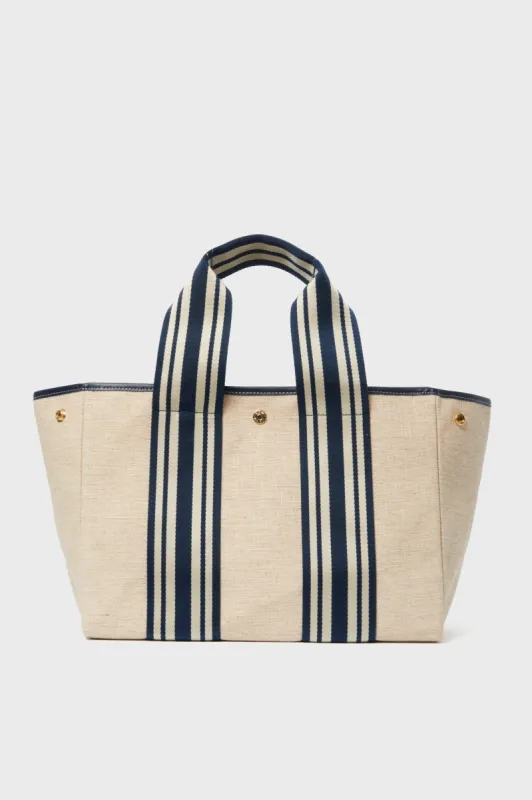 Navy Traversee M Linen Tote sold by Tuckernuck