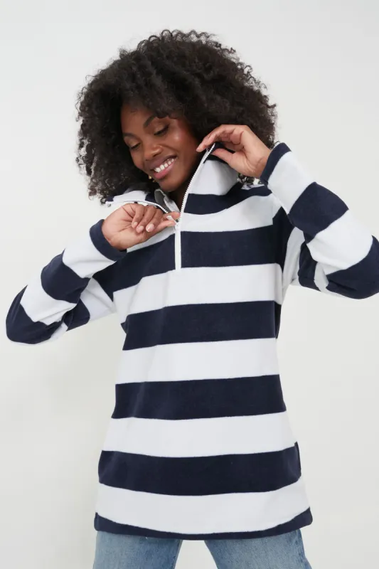 Navy White Wide Stripe Prospect Pullover sold by Tuckernuck