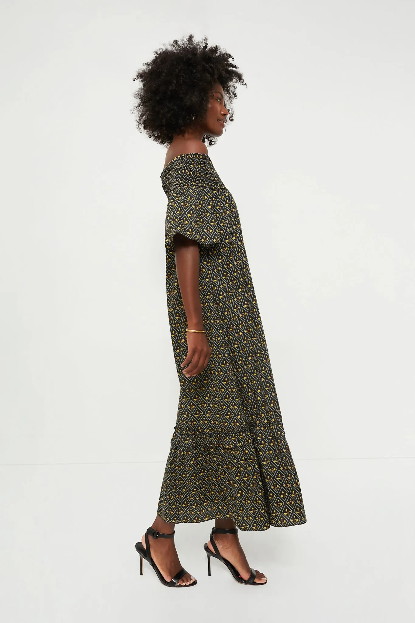 Black Floral Shirred Capri Maxi Dress sold by Tuckernuck product image thumbnail 4