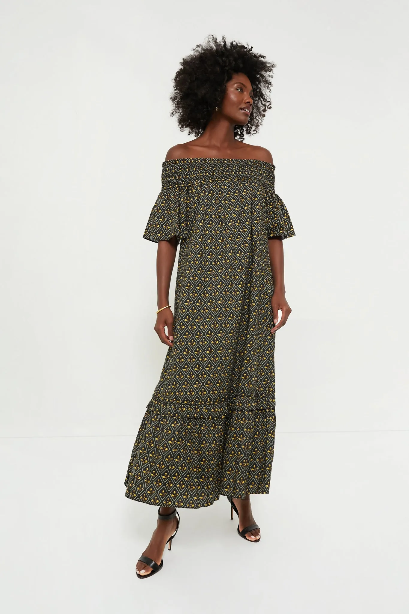 Black Floral Shirred Capri Maxi Dress sold by Tuckernuck product image thumbnail 3