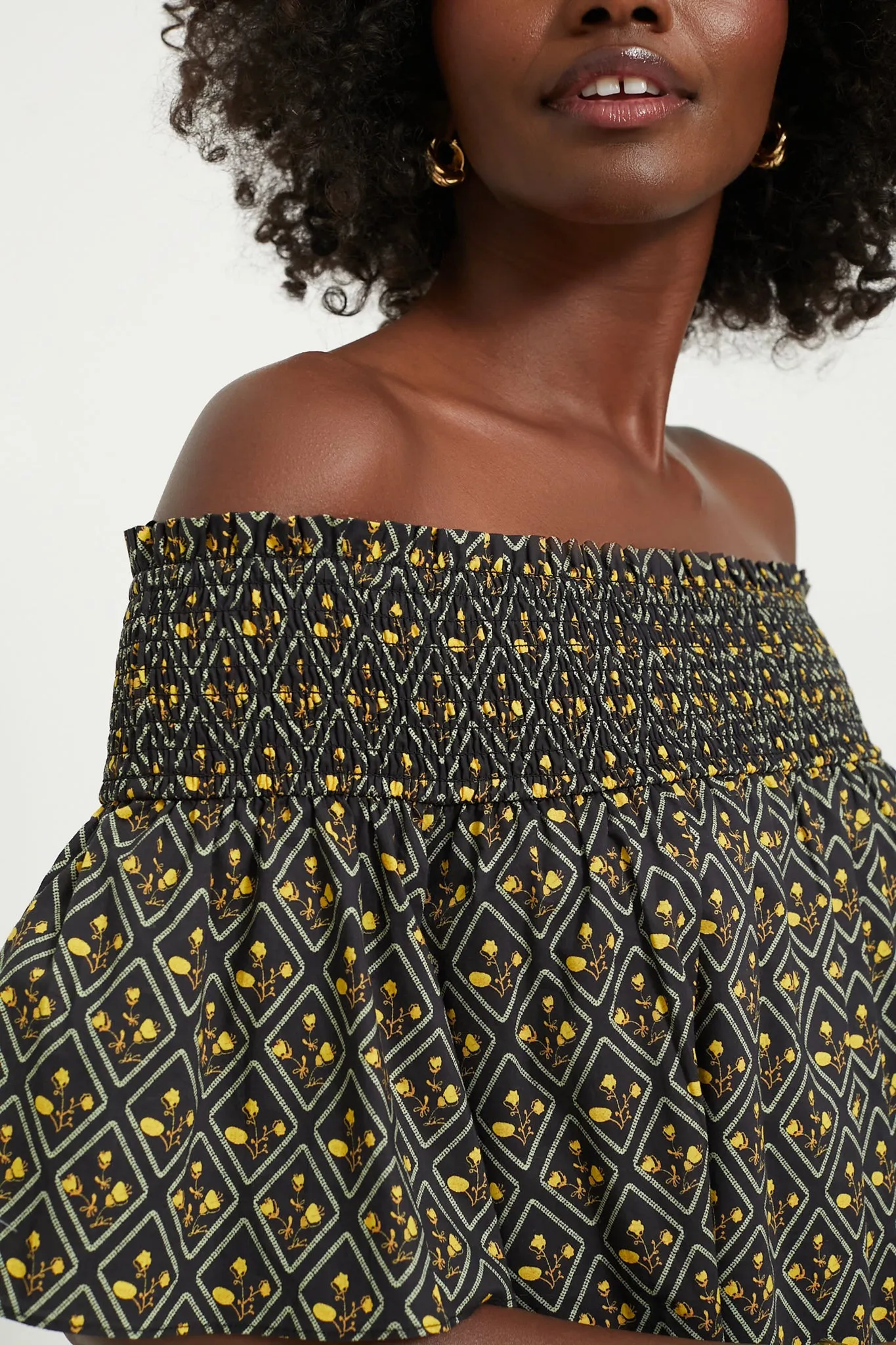 Black Floral Shirred Capri Maxi Dress sold by Tuckernuck product image thumbnail 2