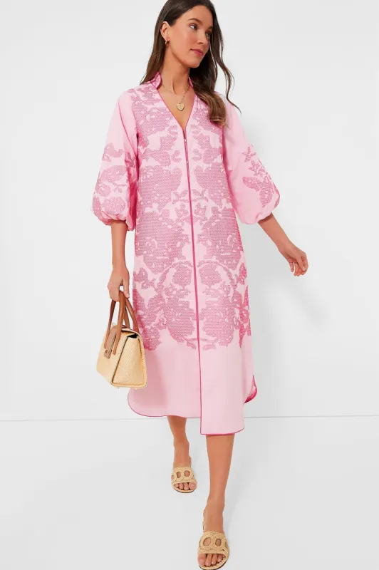 Pink Embroidery Arem Caftan sold by Tuckernuck