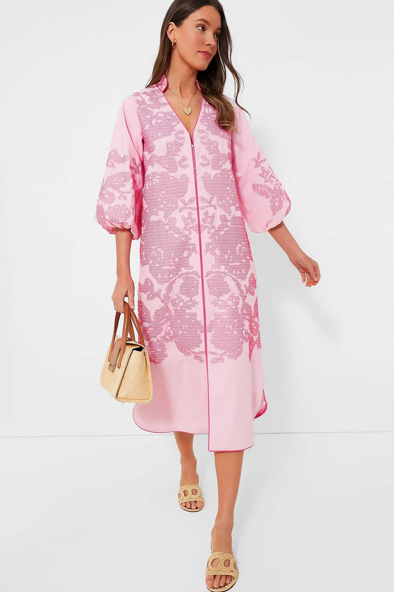 Pink Embroidery Arem Caftan sold by Tuckernuck