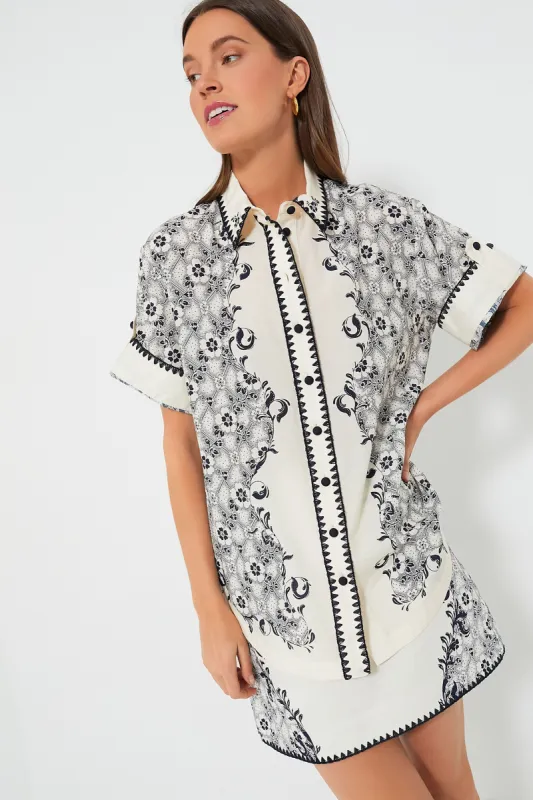 Navy and Cream Airlie Shirt sold by Tuckernuck