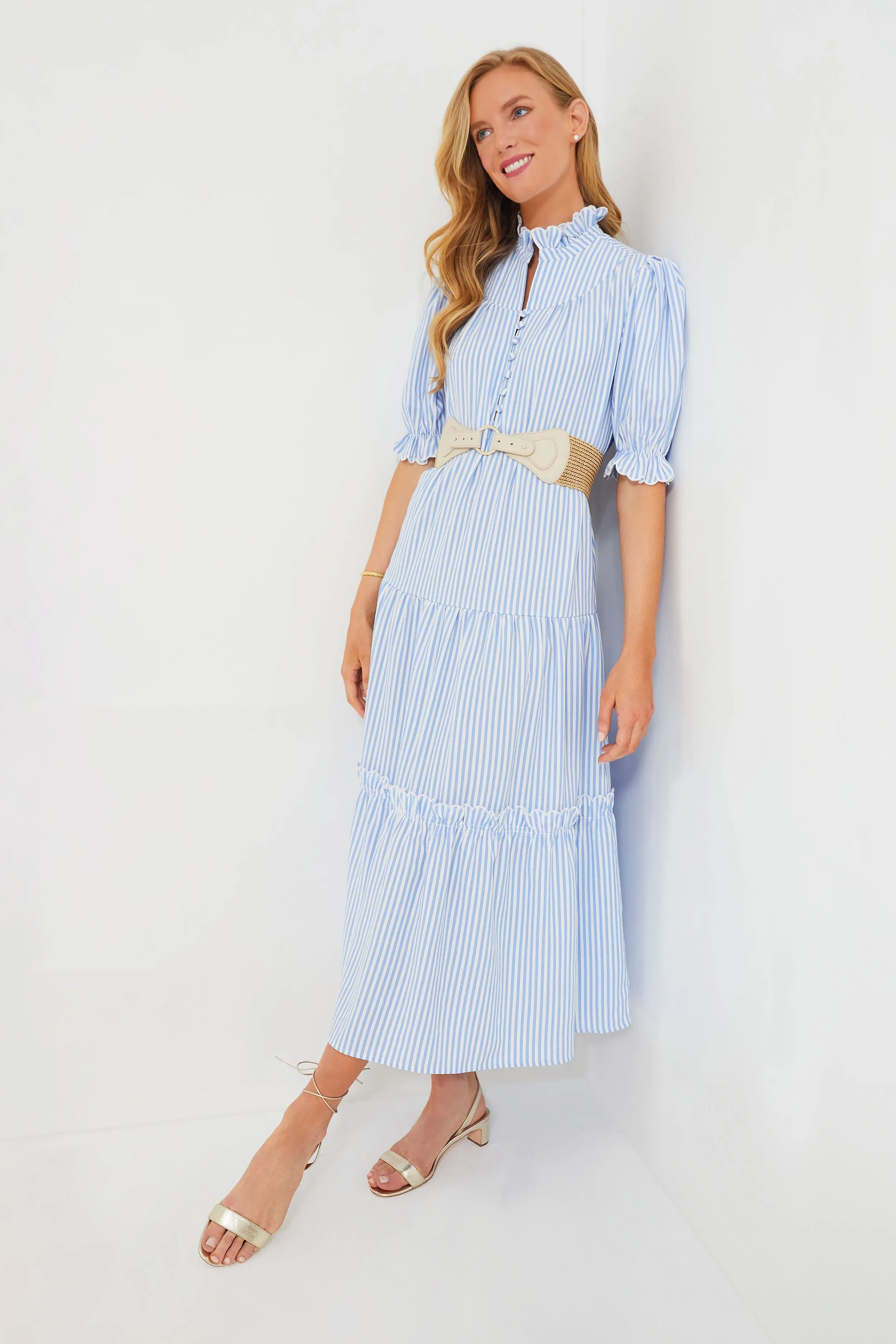 Blue Stripe Seersucker Selena Maxi Dress sold by Tuckernuck product image thumbnail 2
