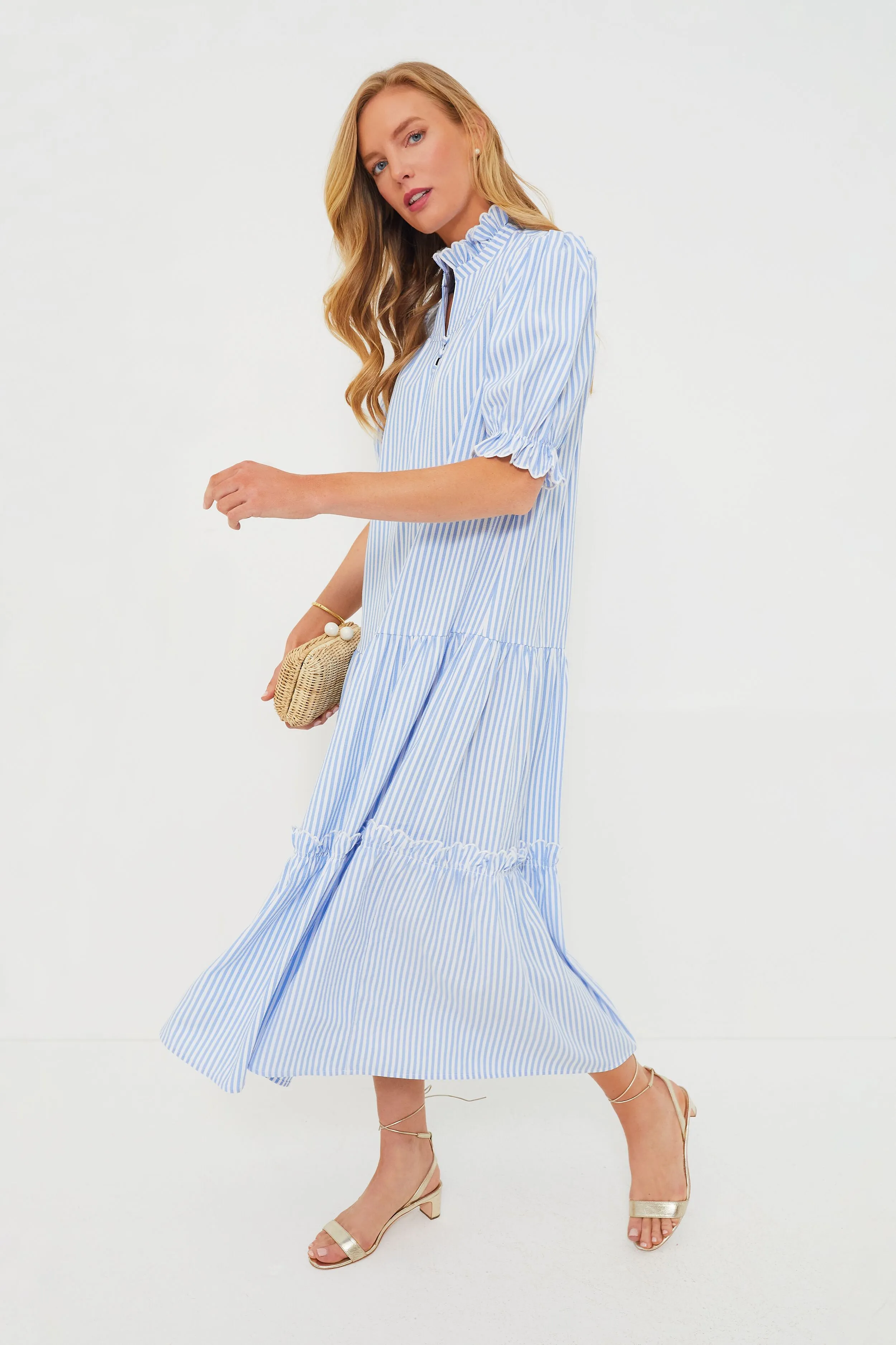 Blue Stripe Seersucker Selena Maxi Dress sold by Tuckernuck product image thumbnail 3