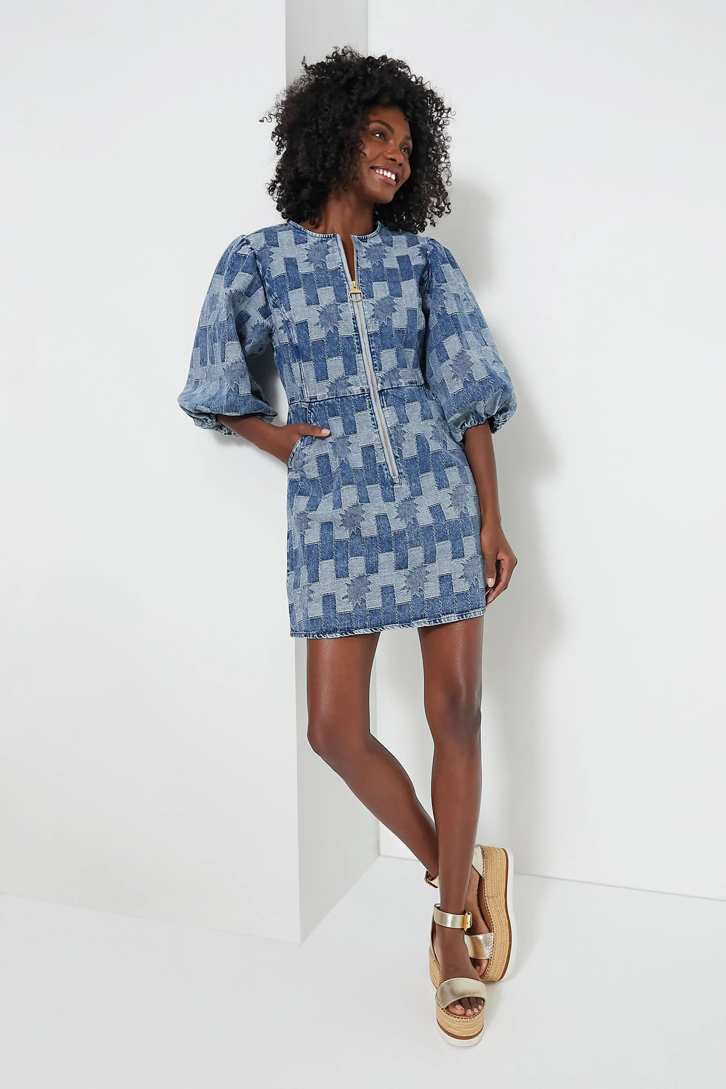 Patchwork Denim Bowhill Mini Dress sold by Tuckernuck
