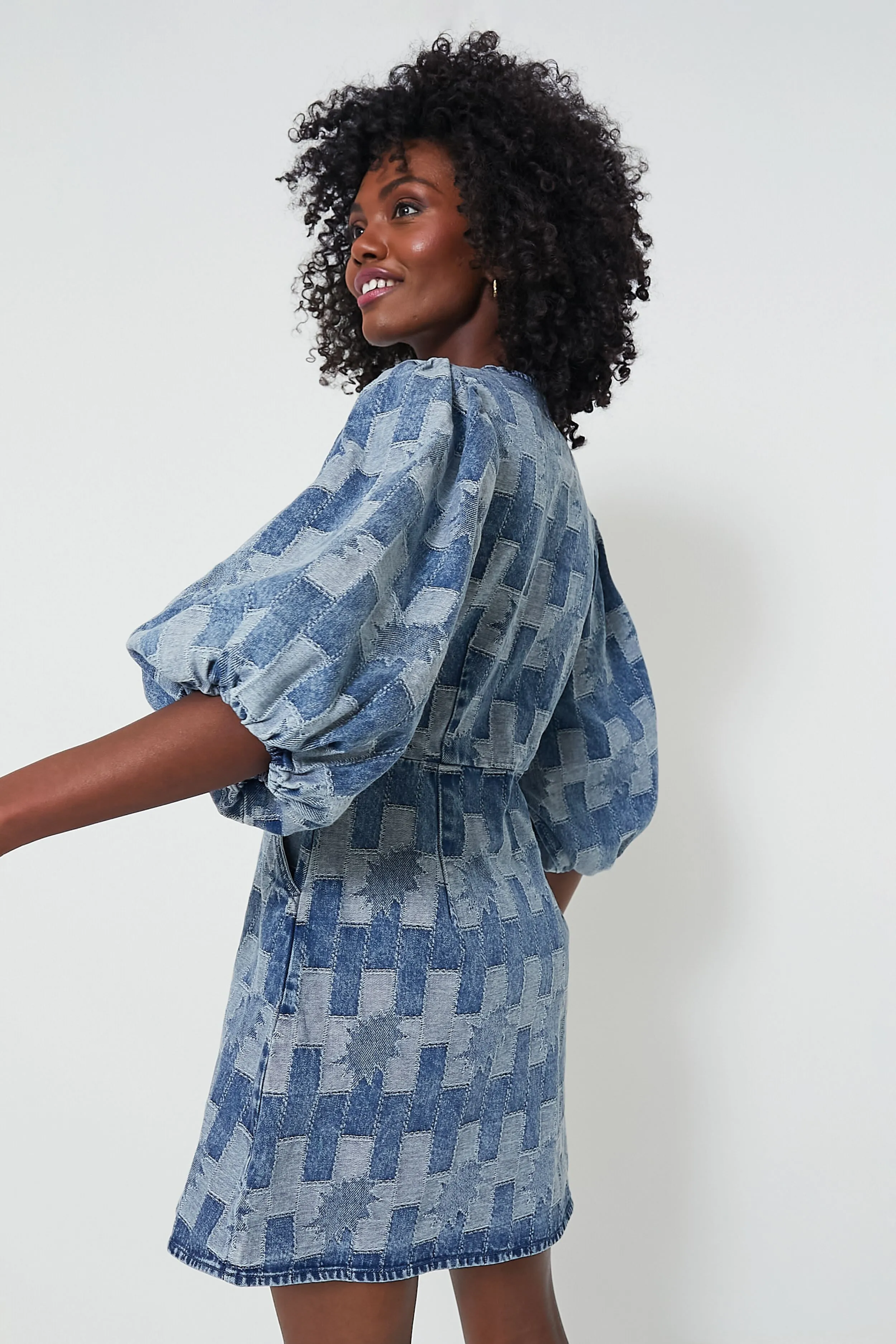 Patchwork Denim Bowhill Mini Dress sold by Tuckernuck product image thumbnail 3