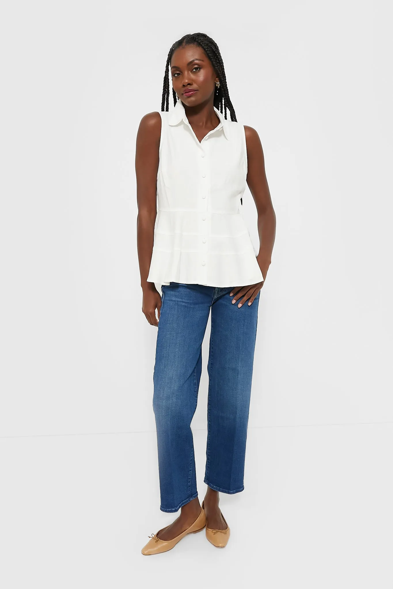 White Sleeveless Ashlen Blouse sold by Tuckernuck product image thumbnail 2
