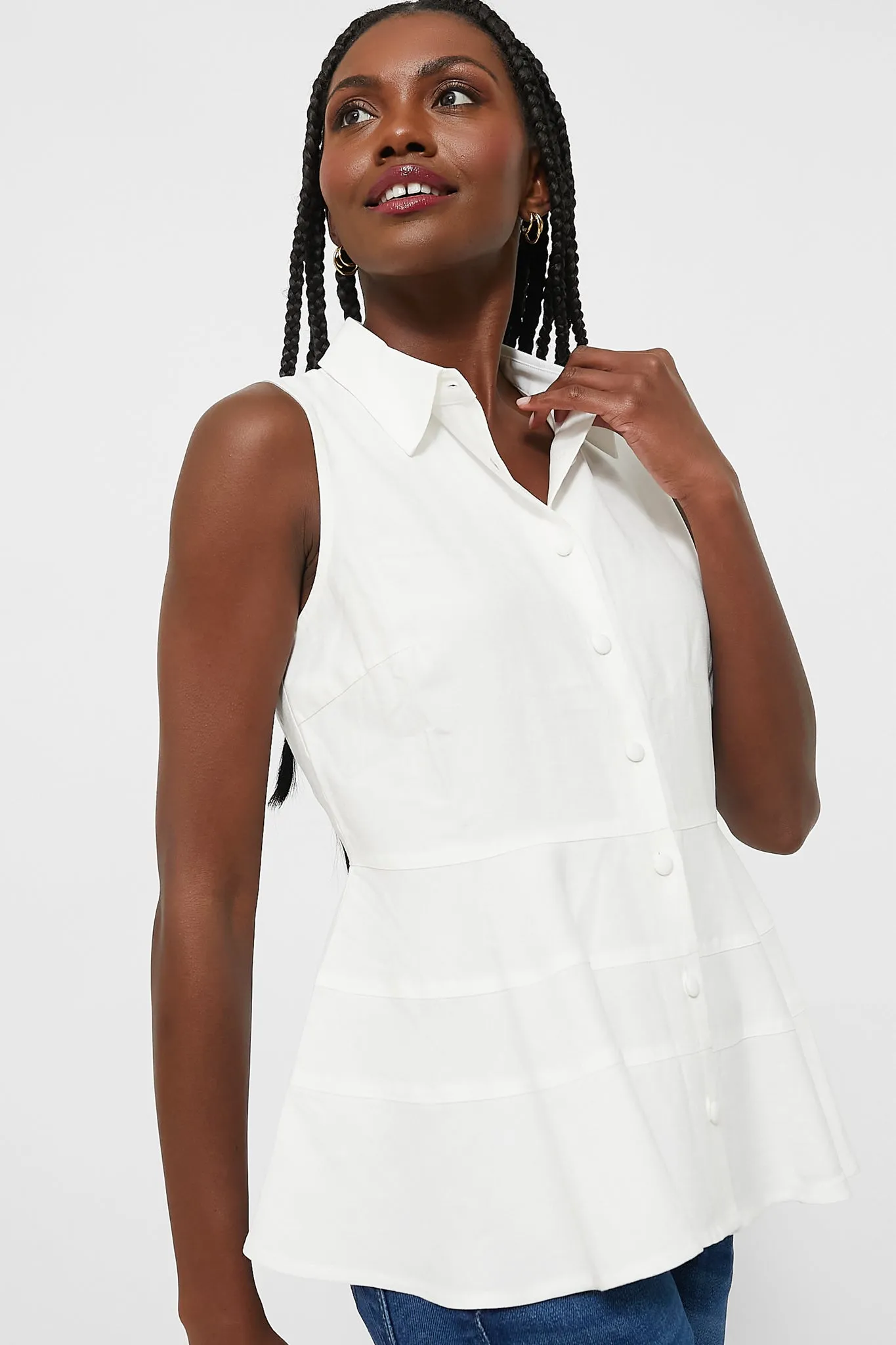 White Sleeveless Ashlen Blouse sold by Tuckernuck product image thumbnail 4