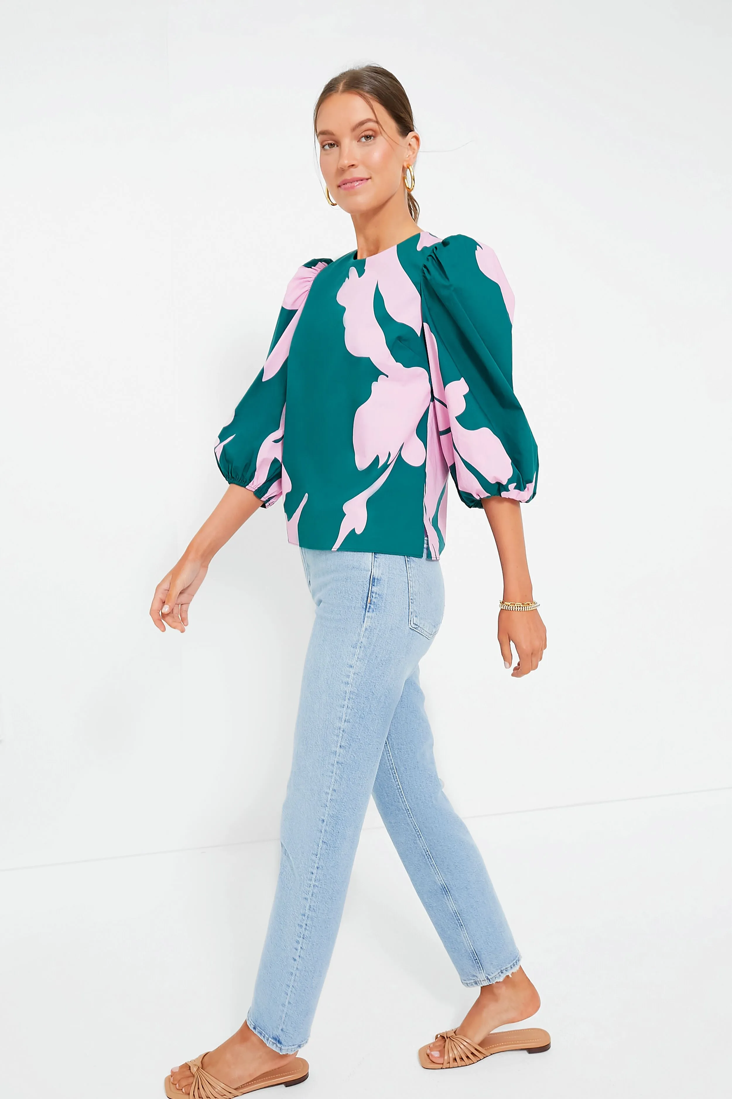 Pink & Green Penelope Puff Sleeve Top sold by Tuckernuck product image thumbnail 4