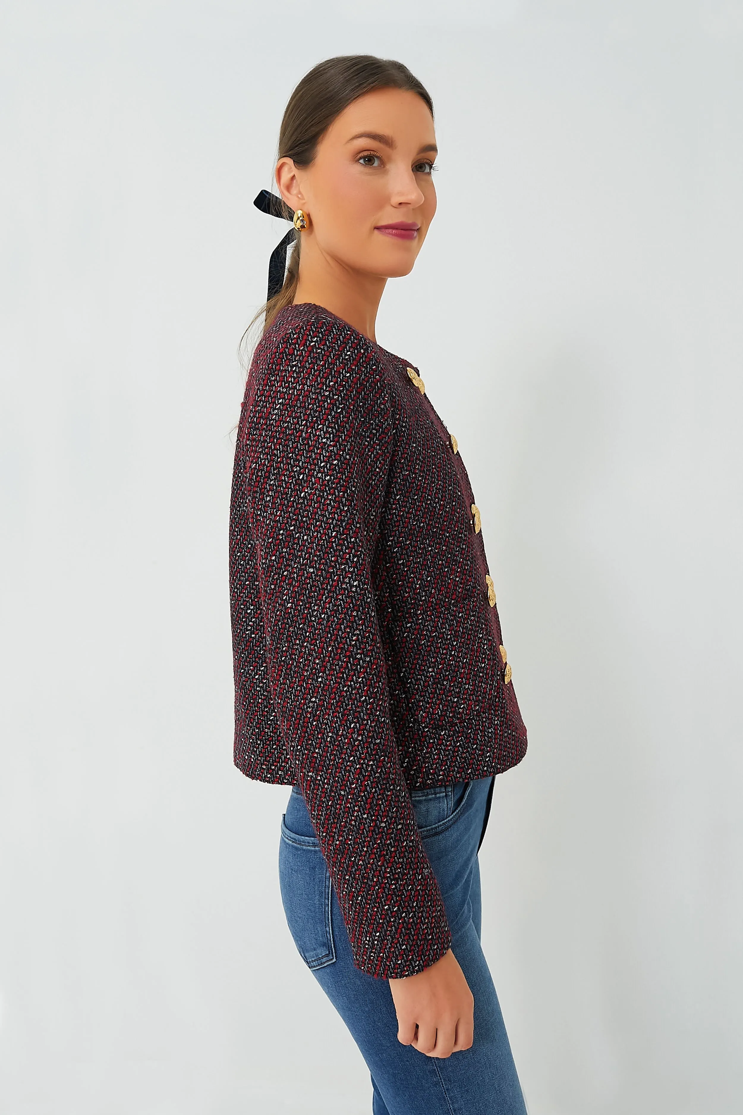 Red and Blue Tweed Marais Jacket sold by Tuckernuck product image thumbnail 3