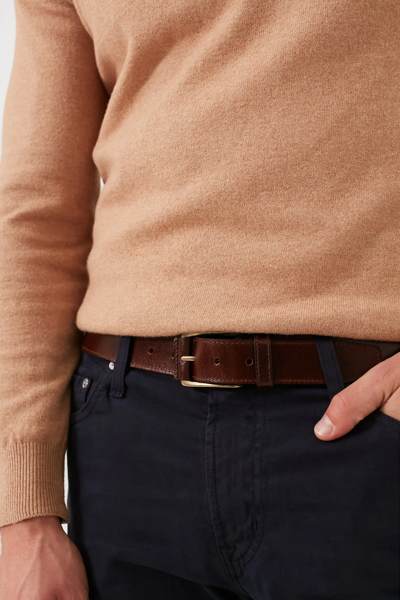 Brown Wyatt 34mm Genuine Leather Casual Jean Belt sold by Tuckernuck product image thumbnail 4