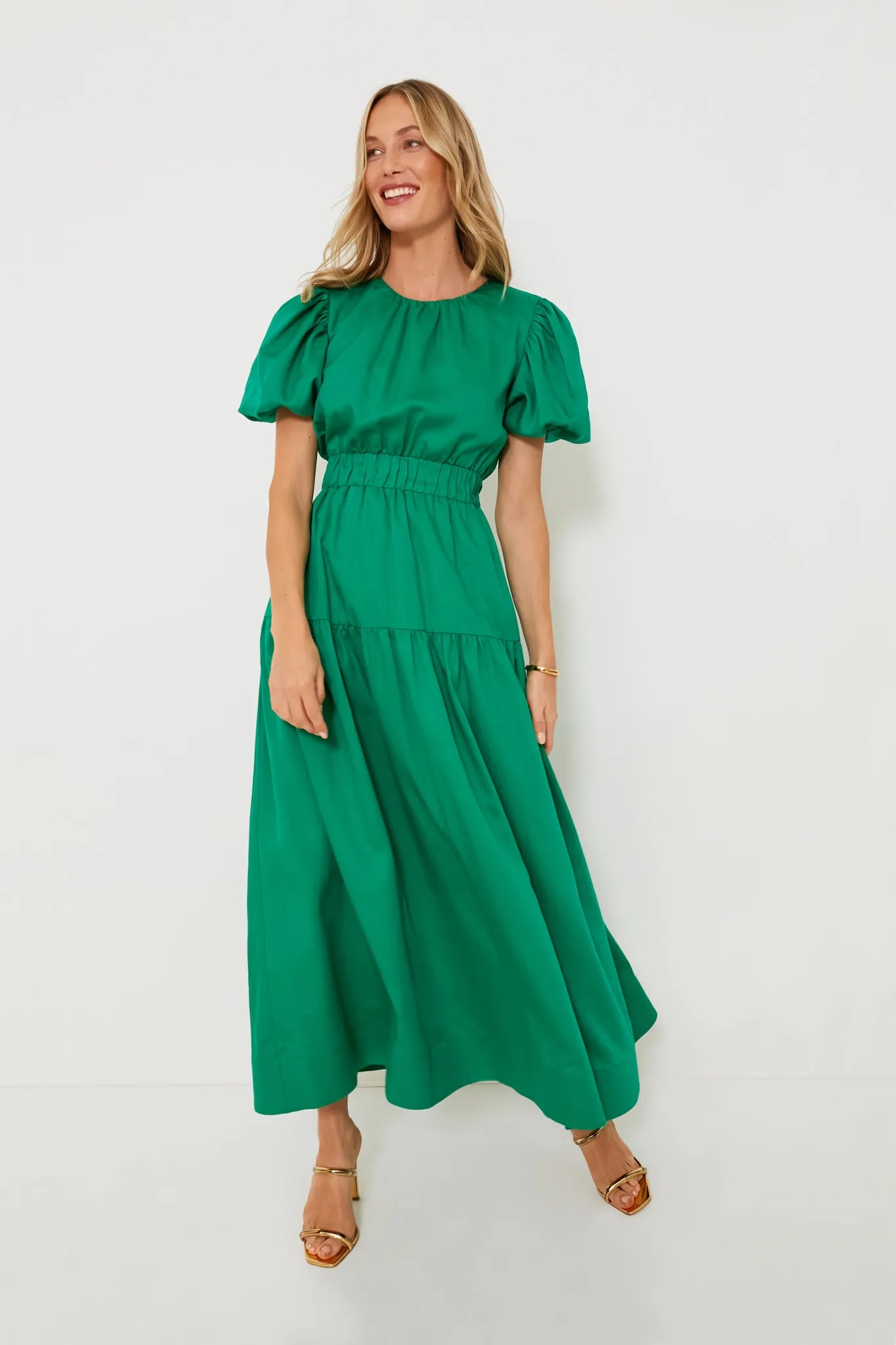 Green Puff Sleeve Ginny Maxi Dress sold by Tuckernuck