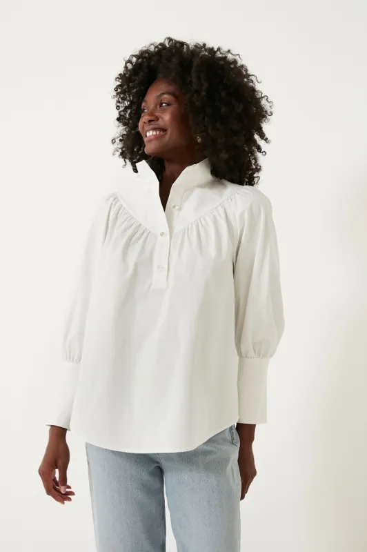 White Poplin Corrigan Blouse sold by Tuckernuck