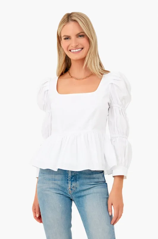 White Clemons Long Sleeve Puff Blouse sold by Tuckernuck