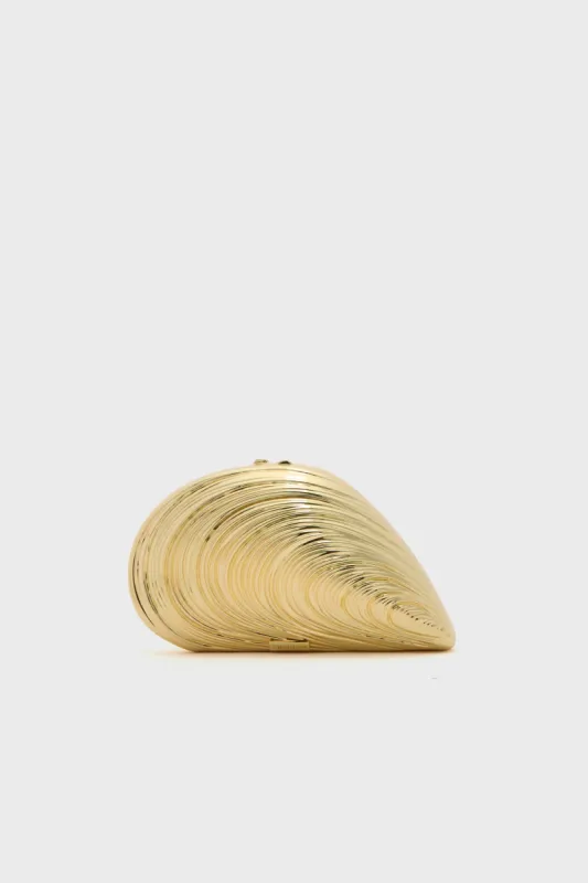 Gold Mini Bridget Oyster Shell Clutch sold by Tuckernuck