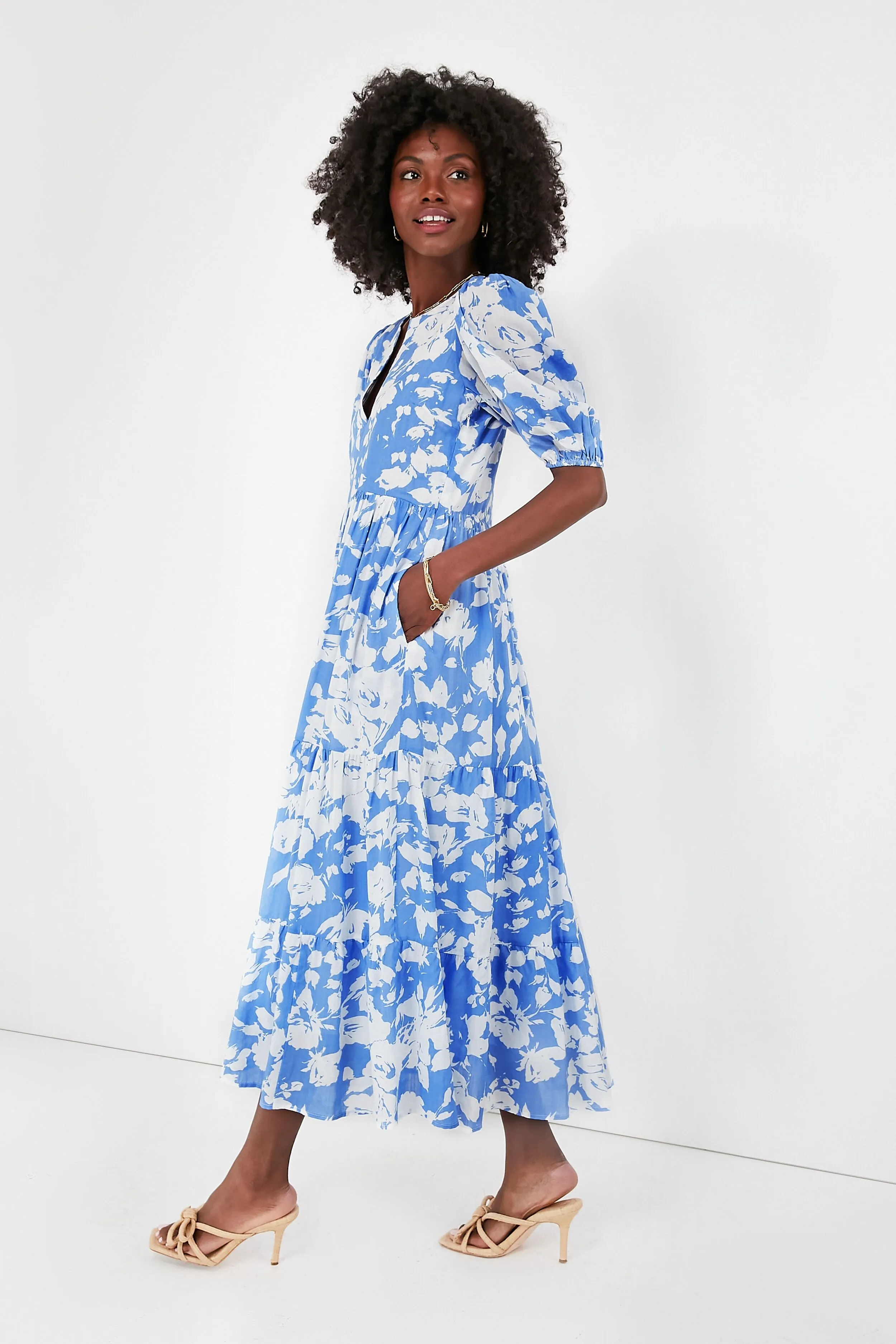 Blue and White Floral Cisco Maxi Dress sold by Tuckernuck product image thumbnail 5