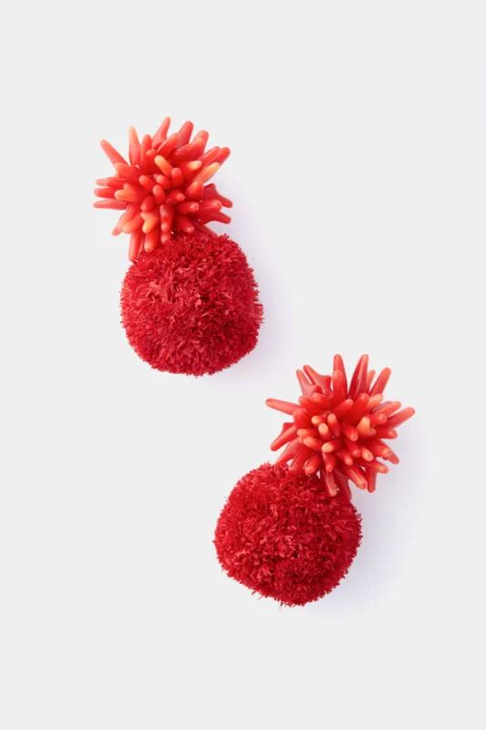 Poppy Red Pom Earrings sold by Tuckernuck