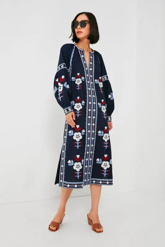 Exclusive Navy Shaina Embroidery Long Sleeve Dress sold by Tuckernuck