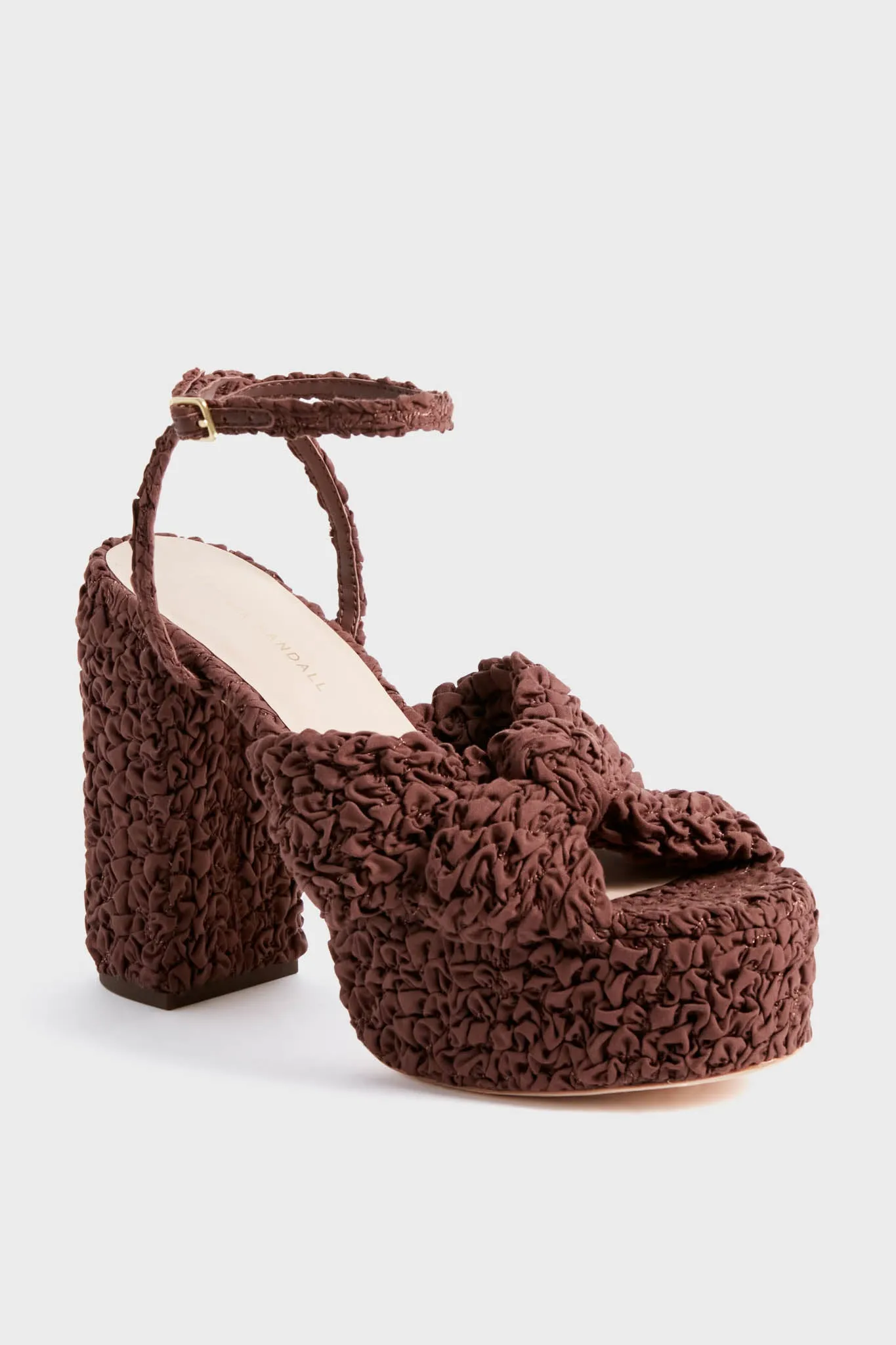 Cacao Textured Fabric Roz Heels sold by Tuckernuck