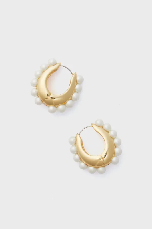 White Gold Mega Jasmin Pearl Hoops made by Mignonne Gavigan