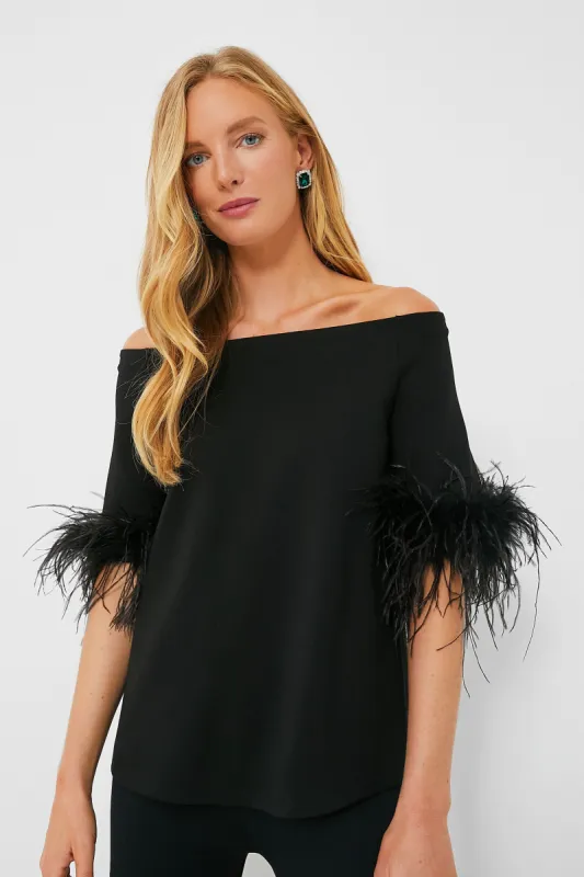 Black Feather Miranda Off The Shoulder Blouse sold by Tuckernuck