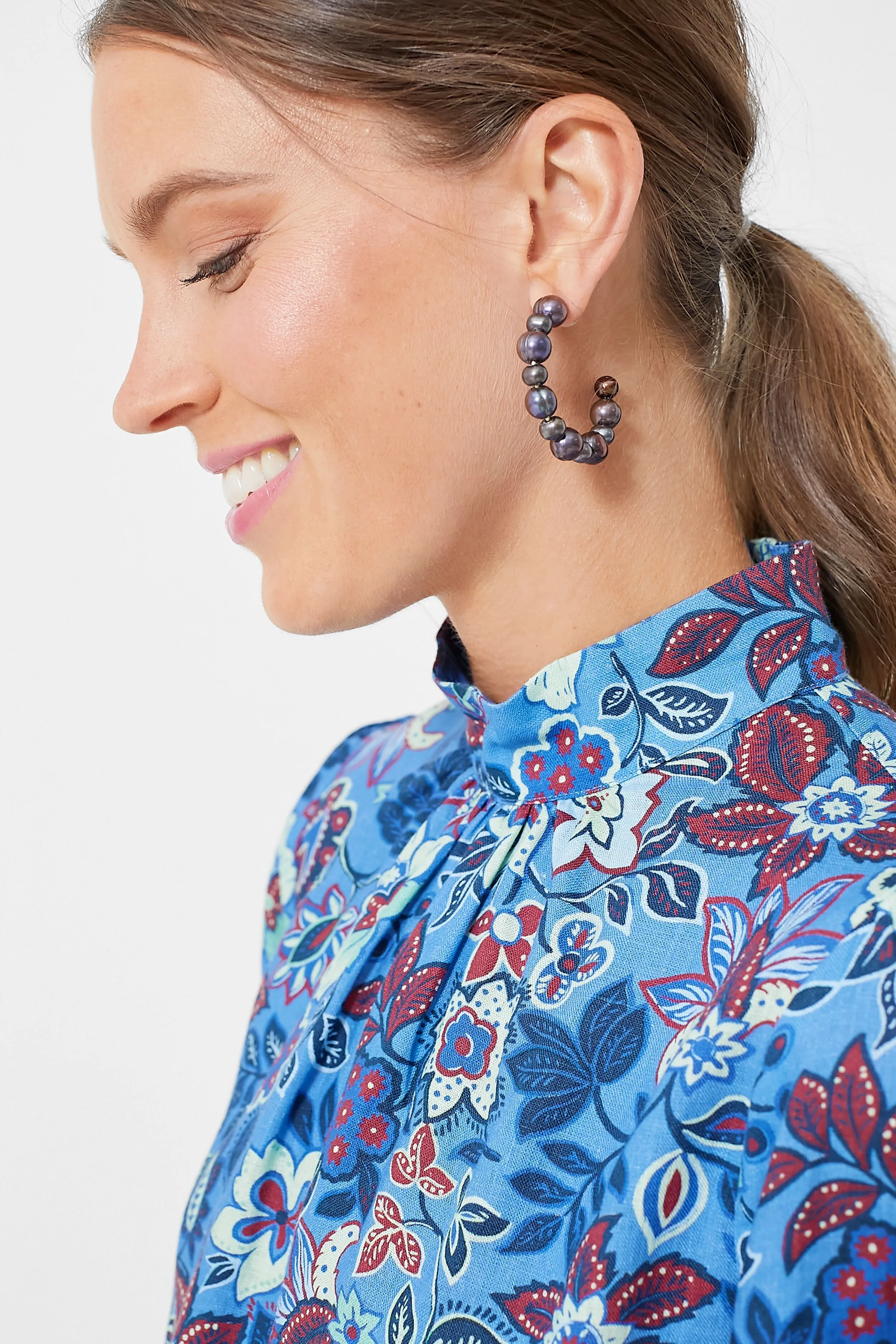 Midnight Pearl Hoop Earrings sold by Tuckernuck product image thumbnail 3