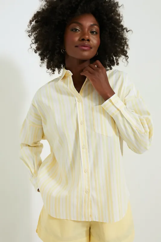 Butter and White Striped Chiara Classic Shirt sold by Tuckernuck
