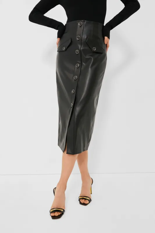 Black Vegan Leather Barrie Skirt sold by Tuckernuck