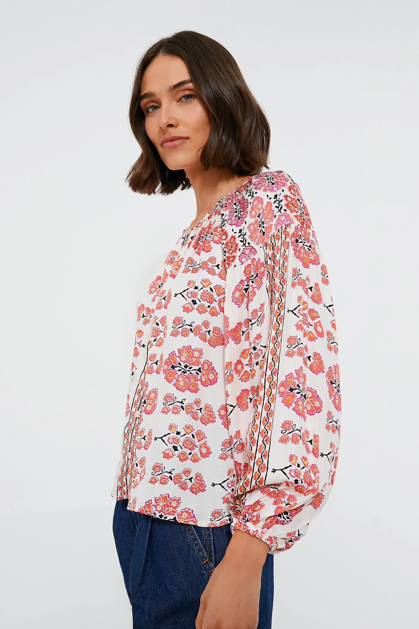 Truro in Hibiscus Flora Blouse sold by Tuckernuck product image thumbnail 3