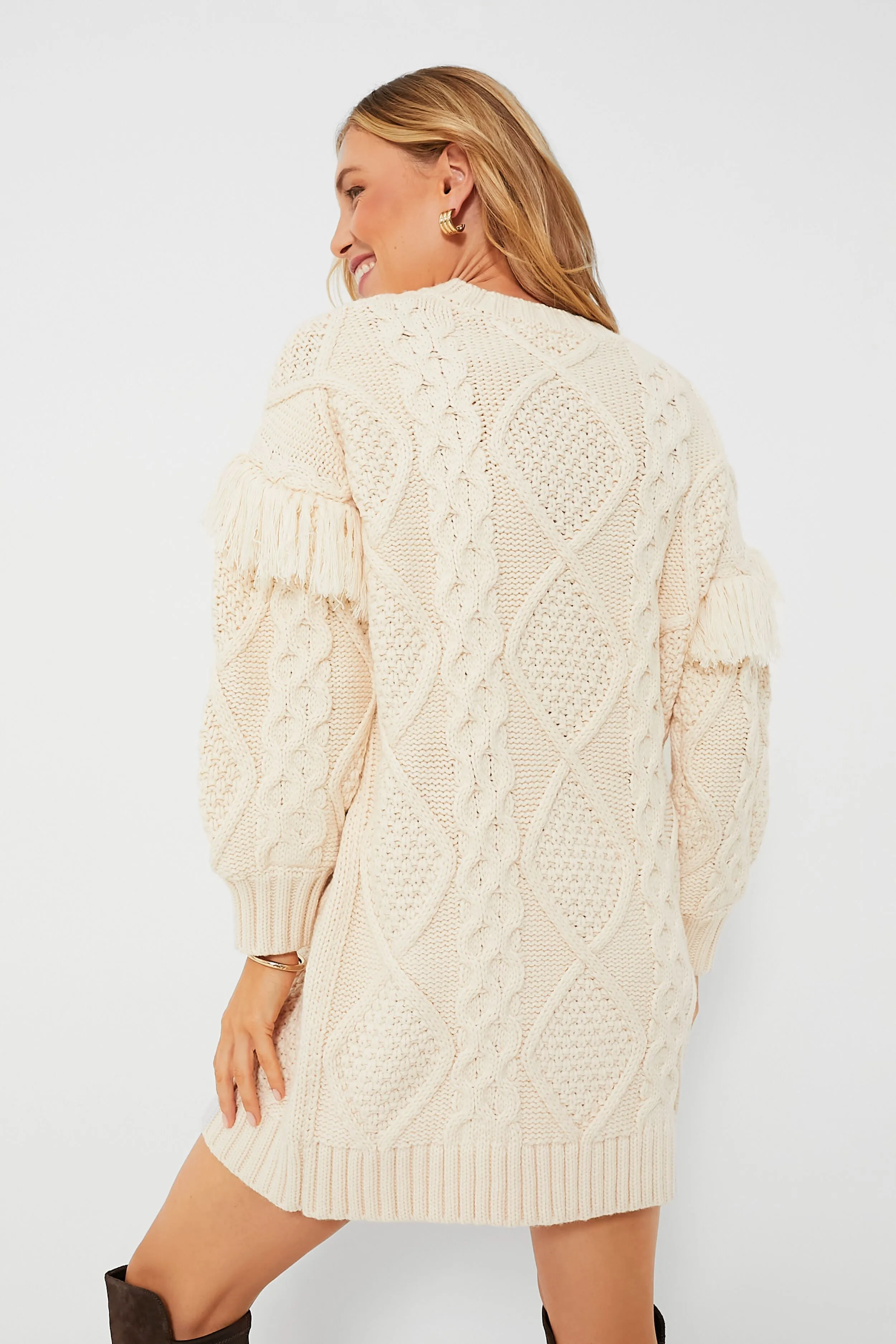 Cream Francesca Fringe Sweater Dress sold by Tuckernuck product image thumbnail 4